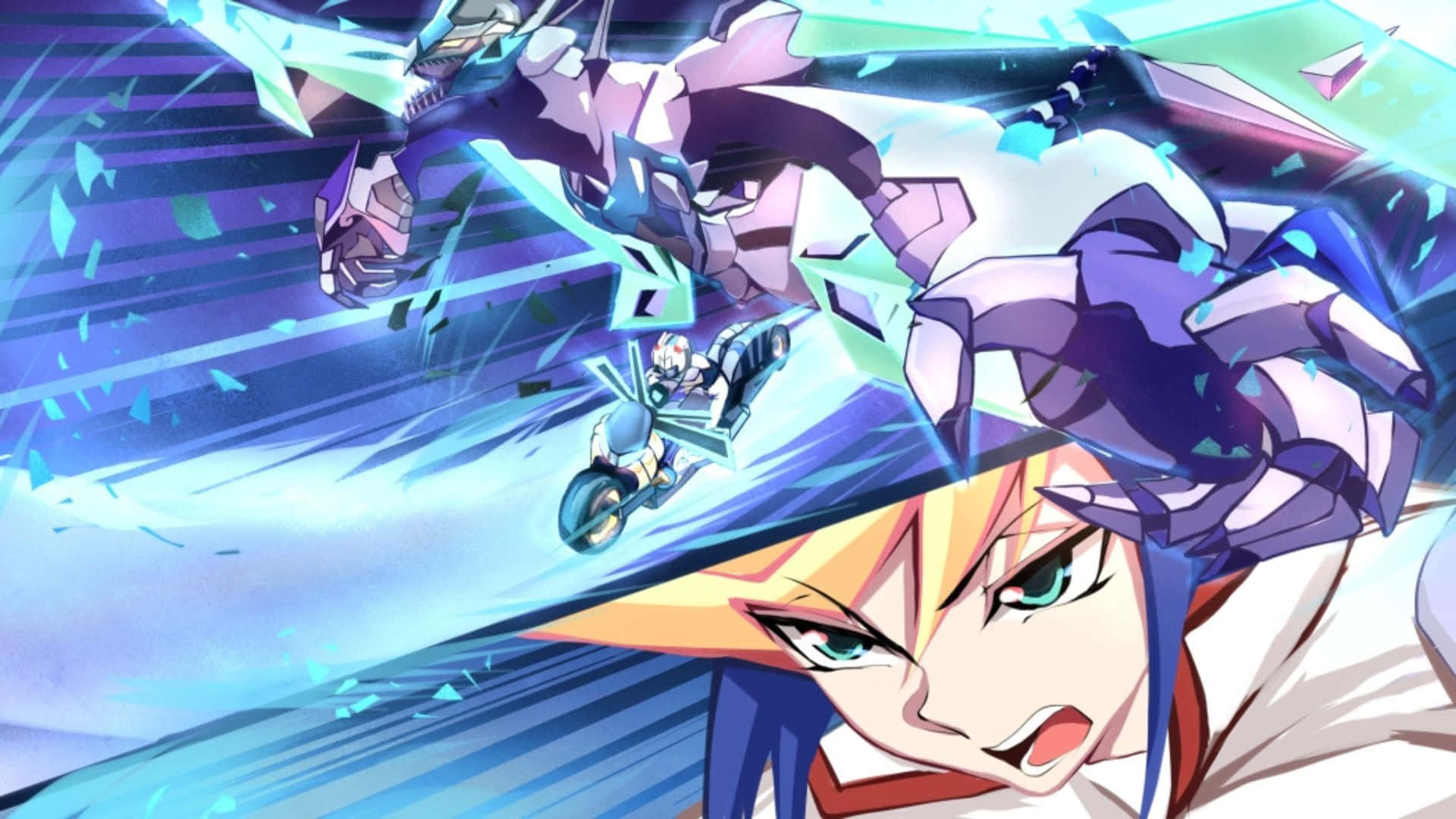 Yu-Gi-Oh Yugo, blue hair, green eyes, Full HD Desktop Wallpaper