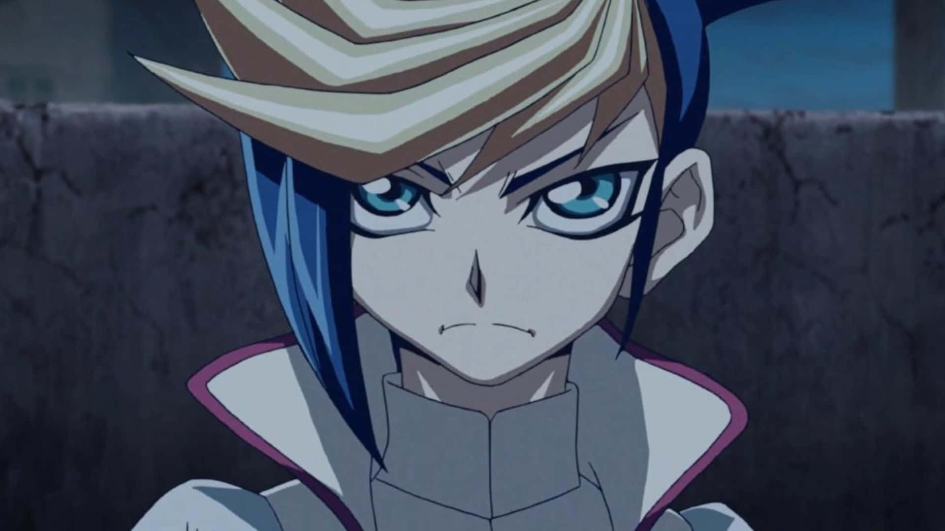 Yu-Gi-Oh! Yugo, blue hair, striped hat, Full HD Desktop Wallpaper