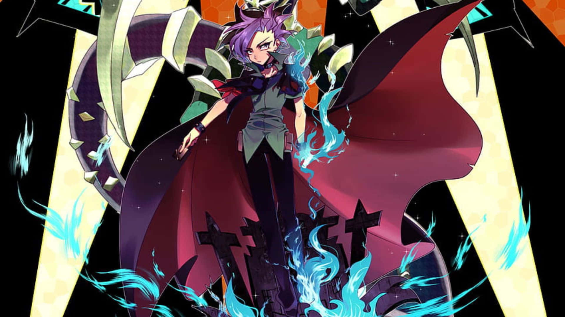 Yu-gi-oh Yuto, purple-haired anime character, red cape, Full HD Desktop Wallpaper