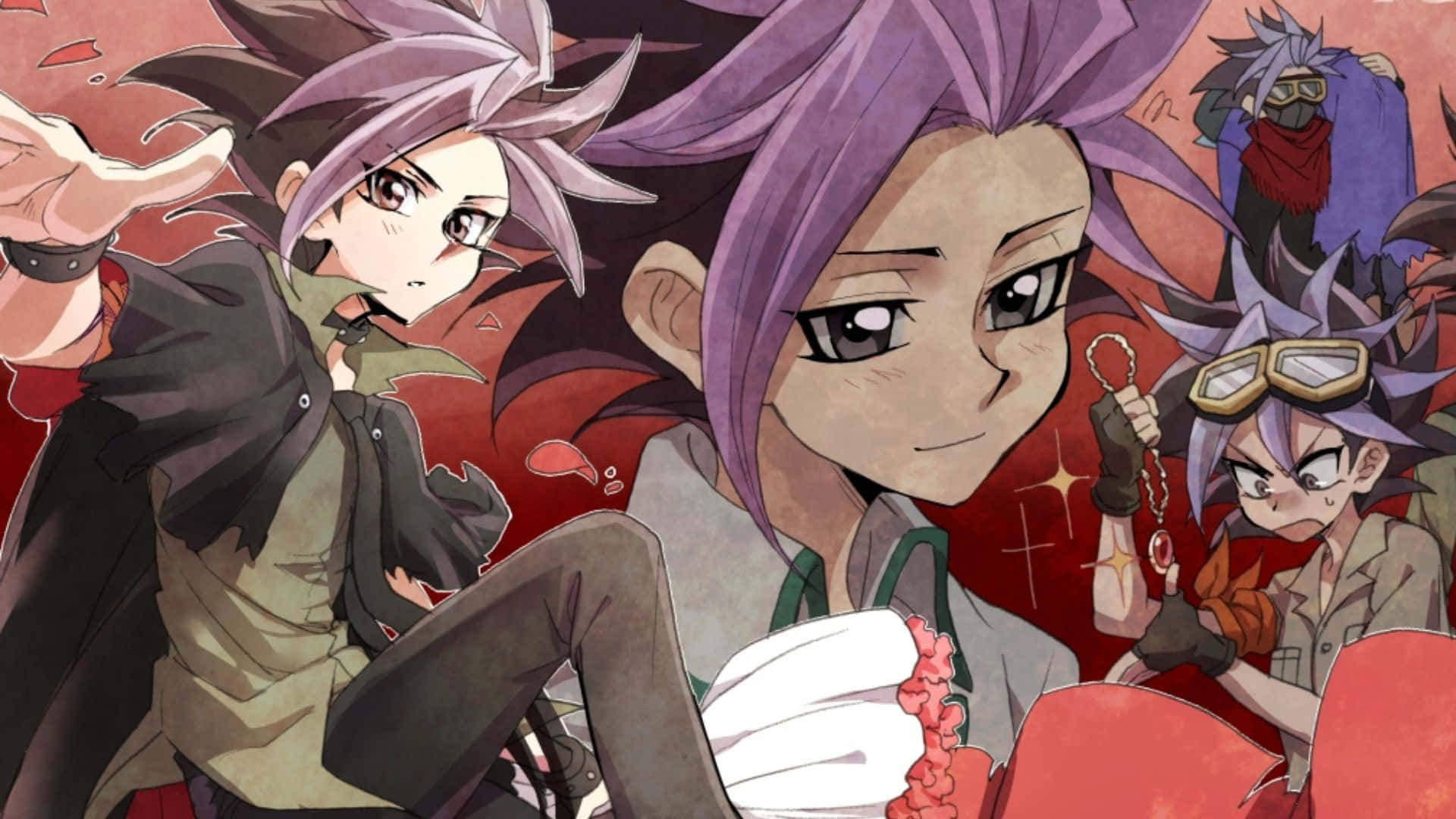Yu-Gi-Oh! Yuto, purple hair, determined expressions, Full HD Desktop Wallpaper