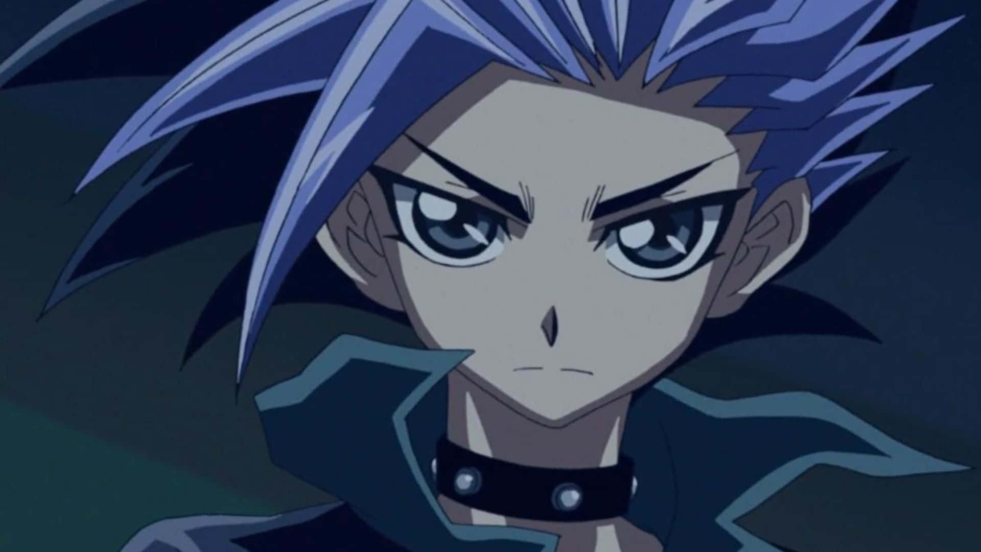 Yu-gi-oh Yuto, spiky blue hair, intense eyes, Full HD Desktop Wallpaper