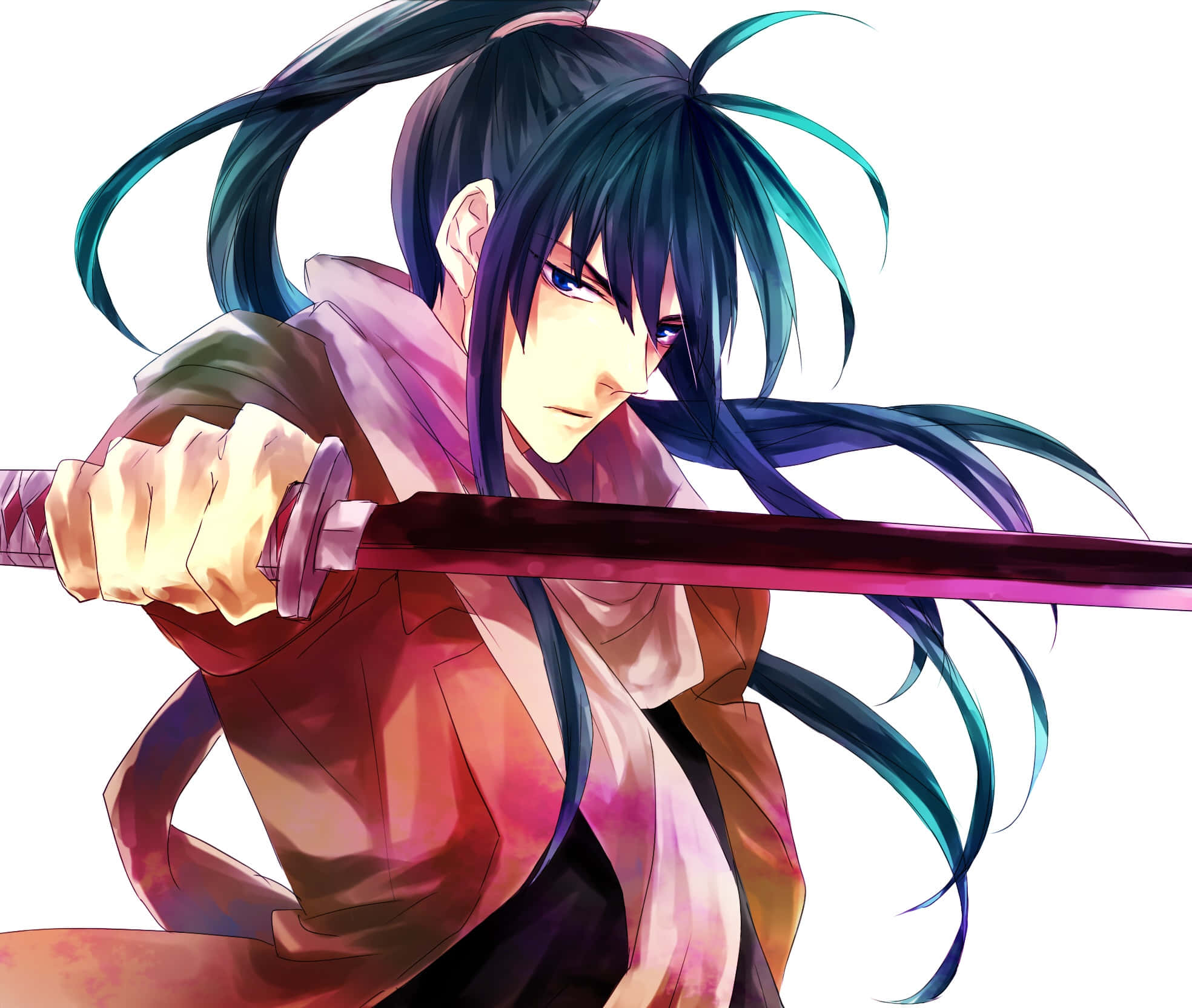 Yu Kanda, dark teal hair, glowing sword, Full HD Desktop Wallpaper