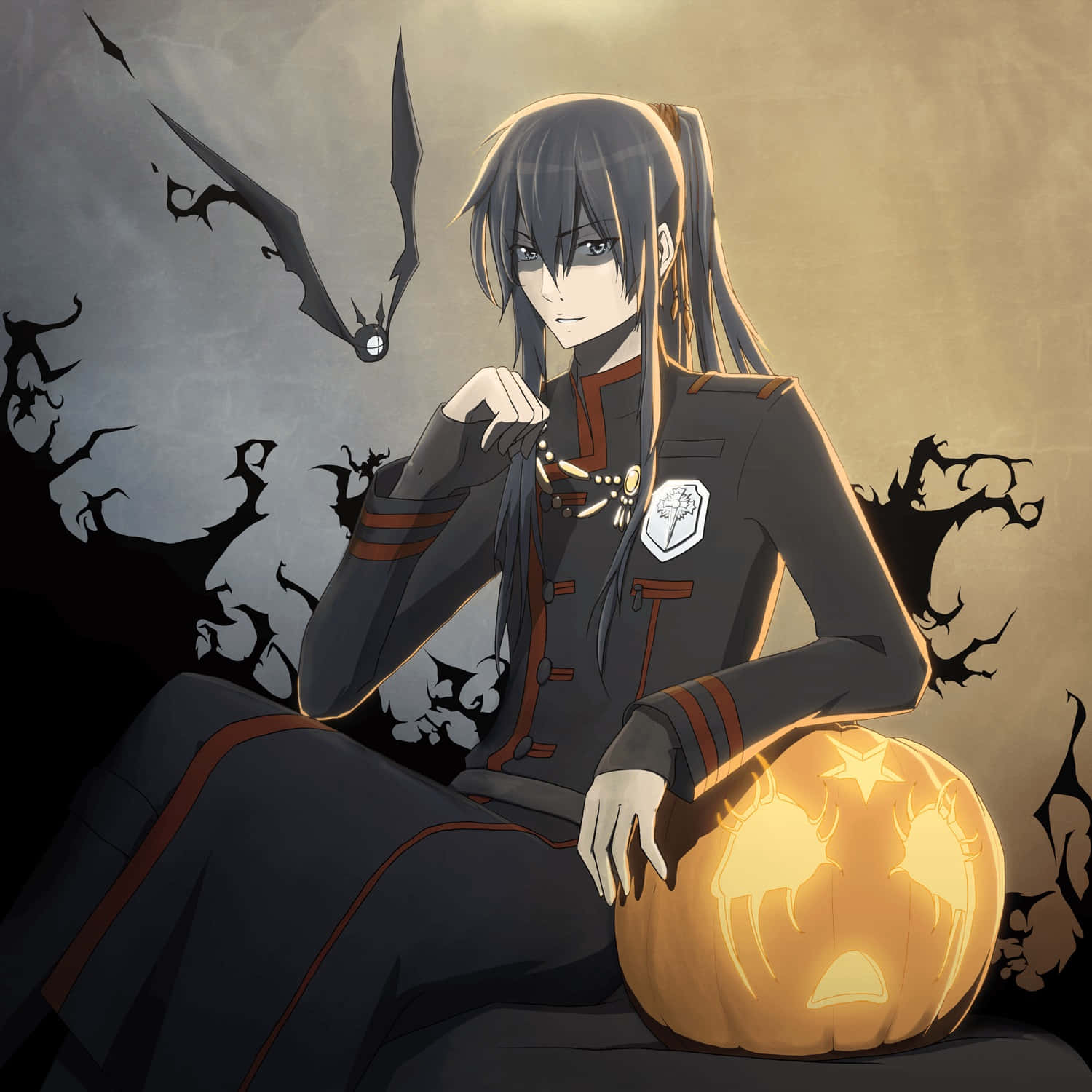 Yu Kanda, military-style uniform, glowing jack-o'-lantern, HD Desktop Wallpaper