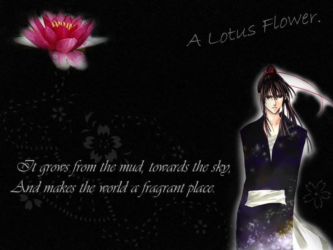 Yu Kanda, glowing pink lotus, dark floral background, SD Desktop Wallpaper