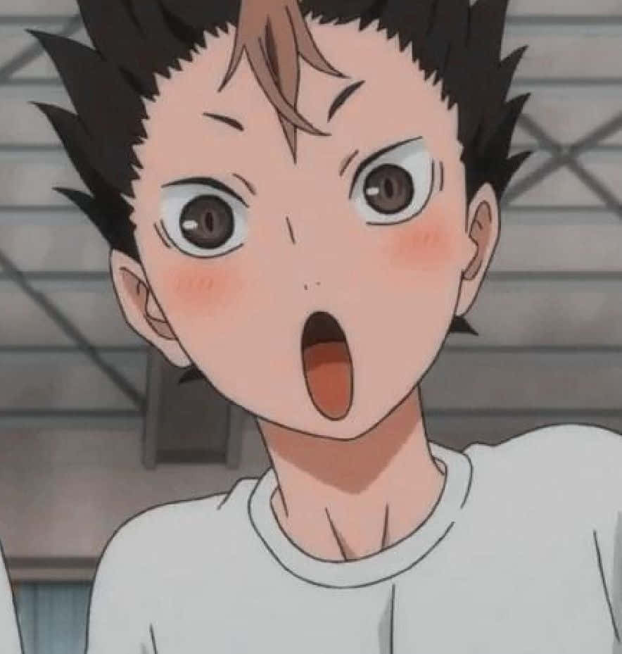 Nishinoya, spiky black hair, wide eyes, SD Phone Wallpaper