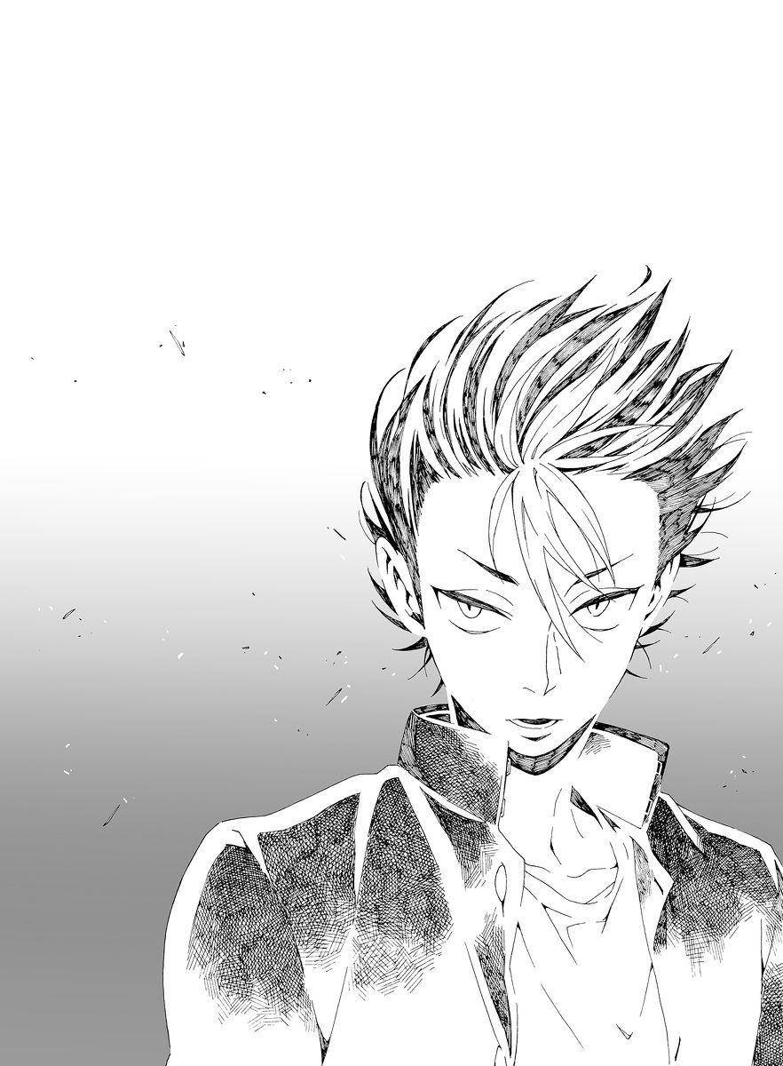 Yu Nishinoya, black and white, anime-style, SD Phone Wallpaper