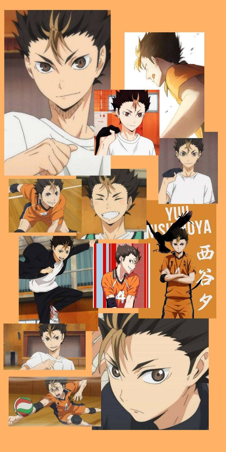 Yu Nishinoya, volleyball player, orange and white uniforms, HD Phone Wallpaper