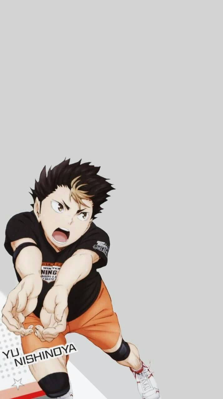 Yu Nishinoya, black shirt, dynamic volleyball pose, HD Phone Wallpaper