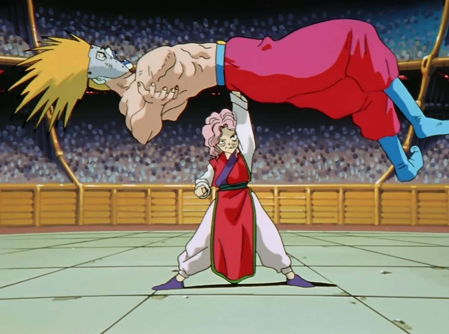 Genkai, pink-haired anime fighter, red and white, HD Desktop Wallpaper