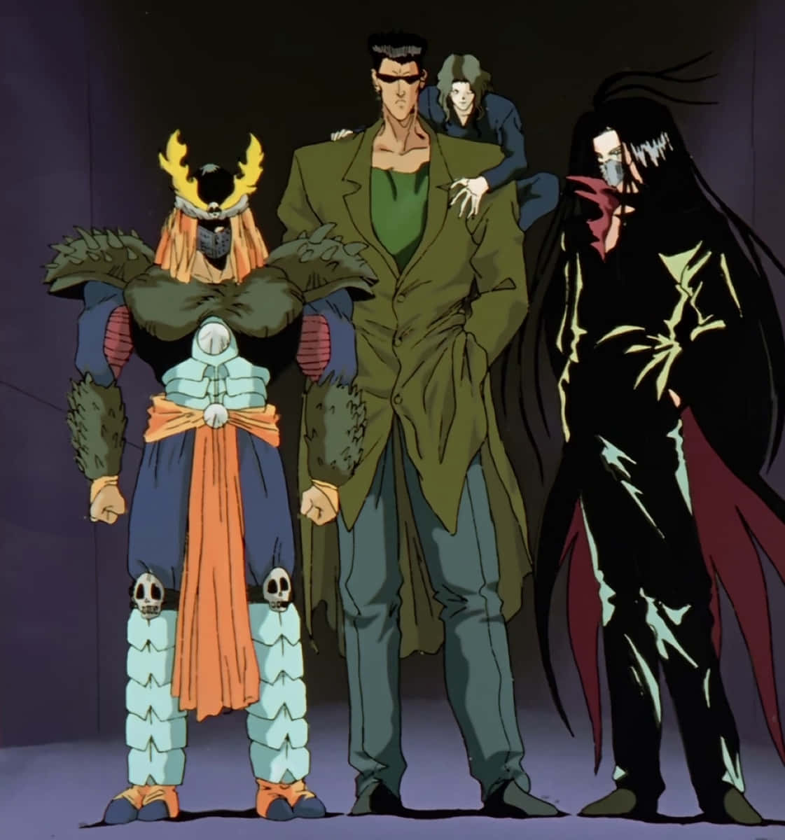 Yu Yu Hakusho Toguro Team, flaming horns, green coat, SD Phone Wallpaper