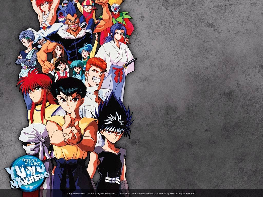 Yu Yu Hakusho, anime characters, textured gray wall, SD Desktop Wallpaper