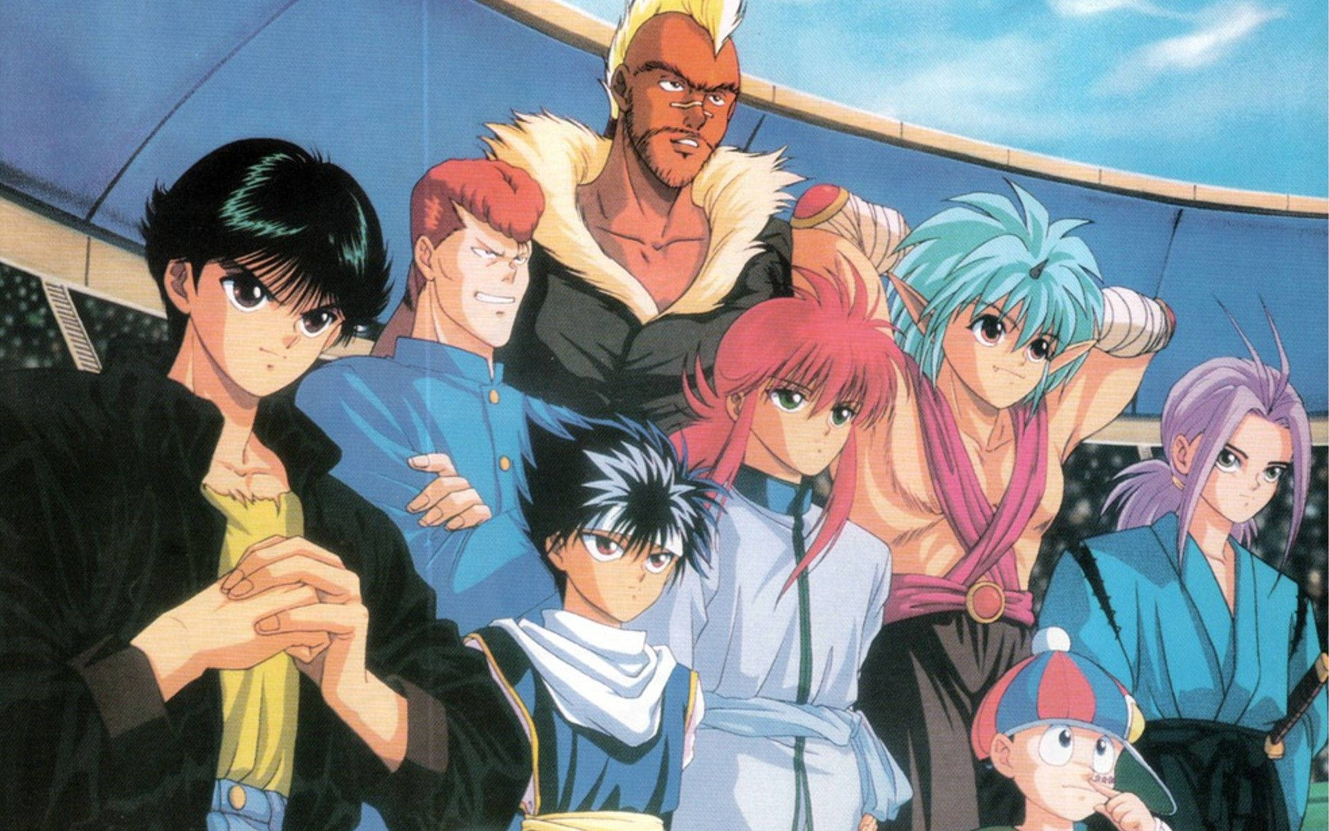 Yu Yu Hakusho, stadium roof, colorful hair, Full HD Desktop Wallpaper