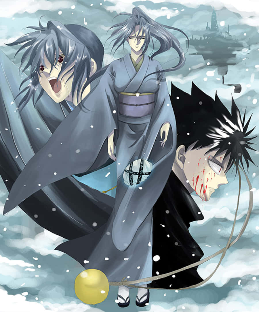 Yukina, Yu Yu Hakusho, snowy storm, SD Phone Wallpaper