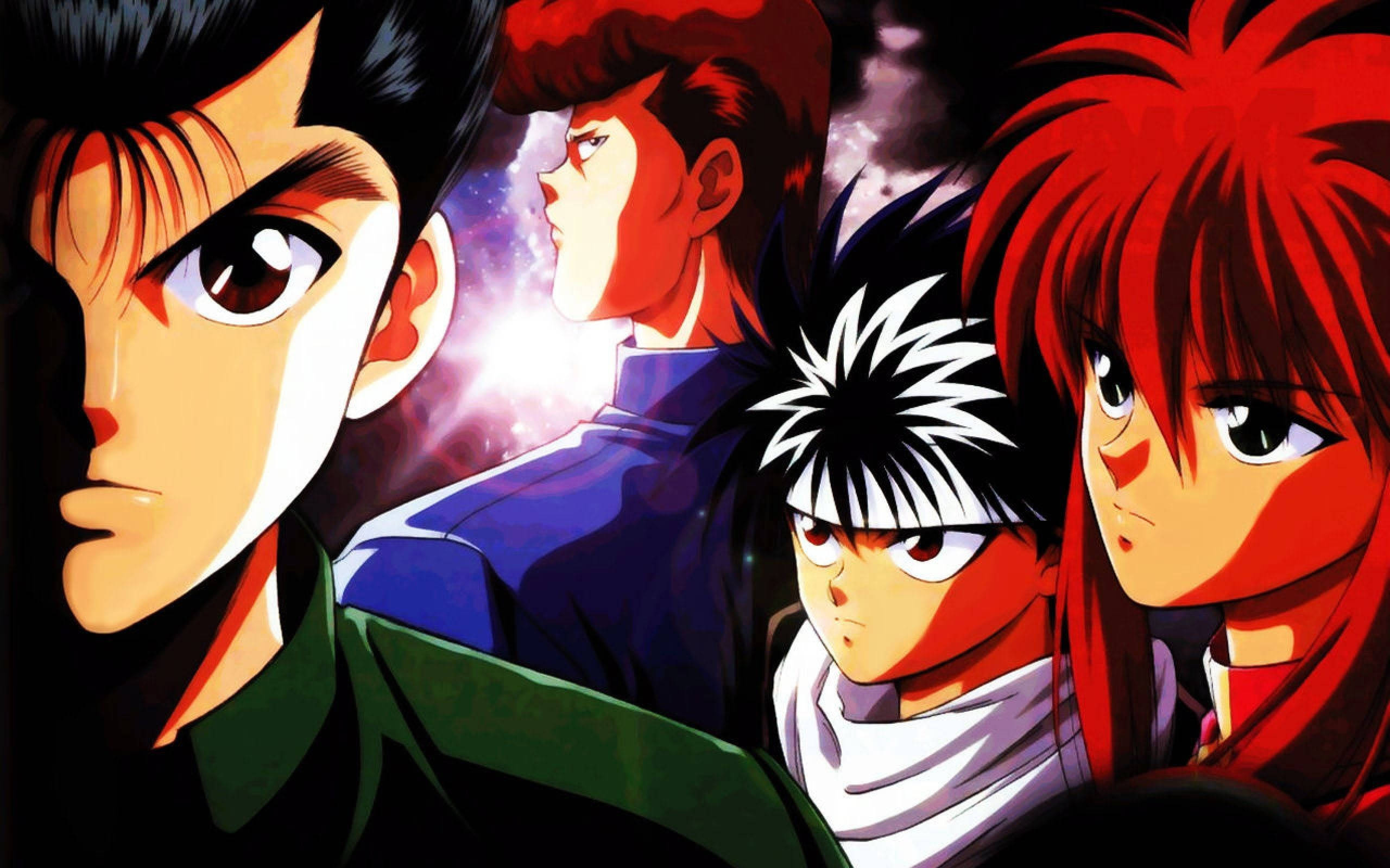 Yu Yu Hakusho, anime characters, red and black hair, 2K Desktop Wallpaper