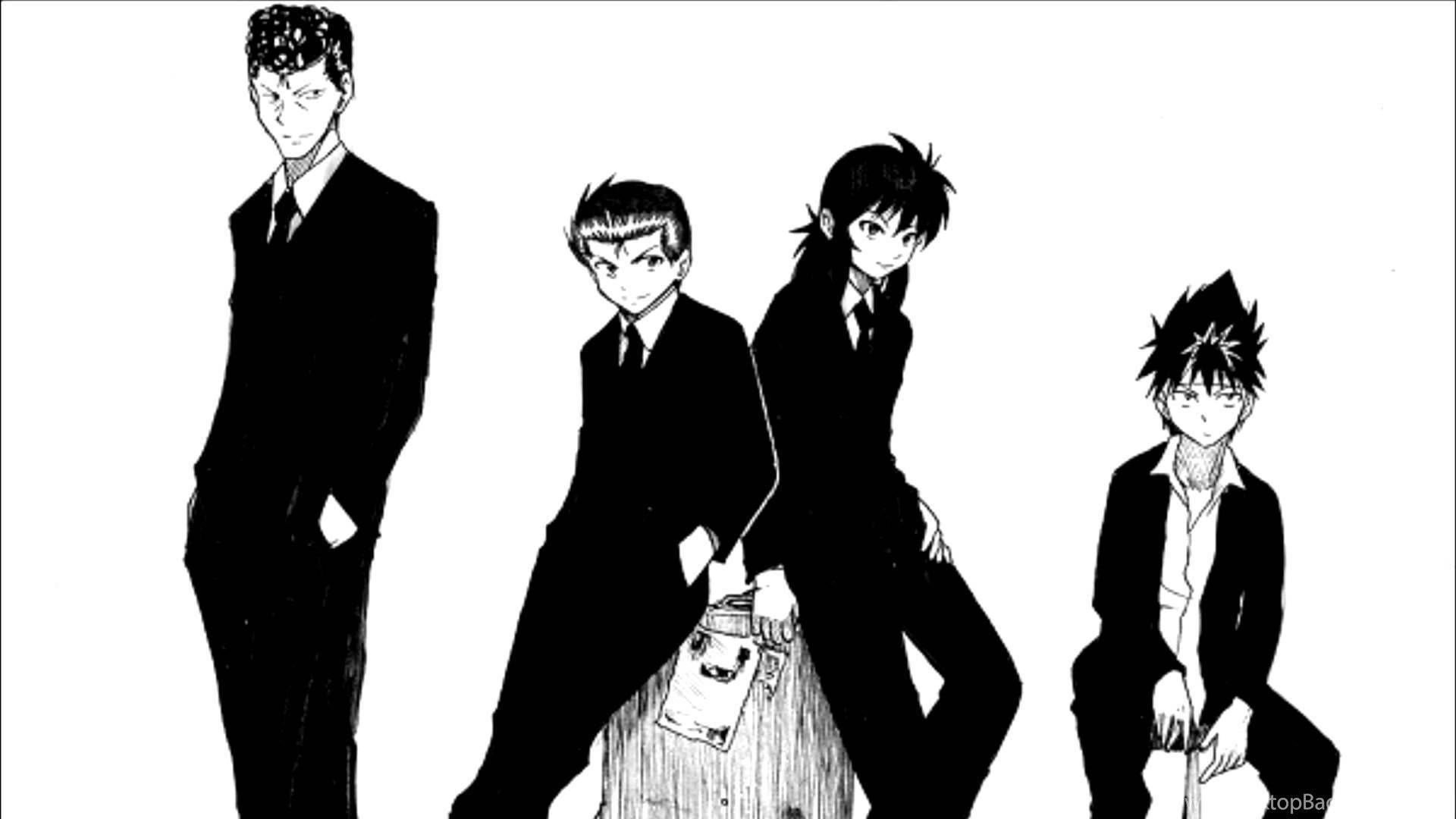 Yu Yu Hakusho, black suits, anime characters, Full HD Desktop Wallpaper
