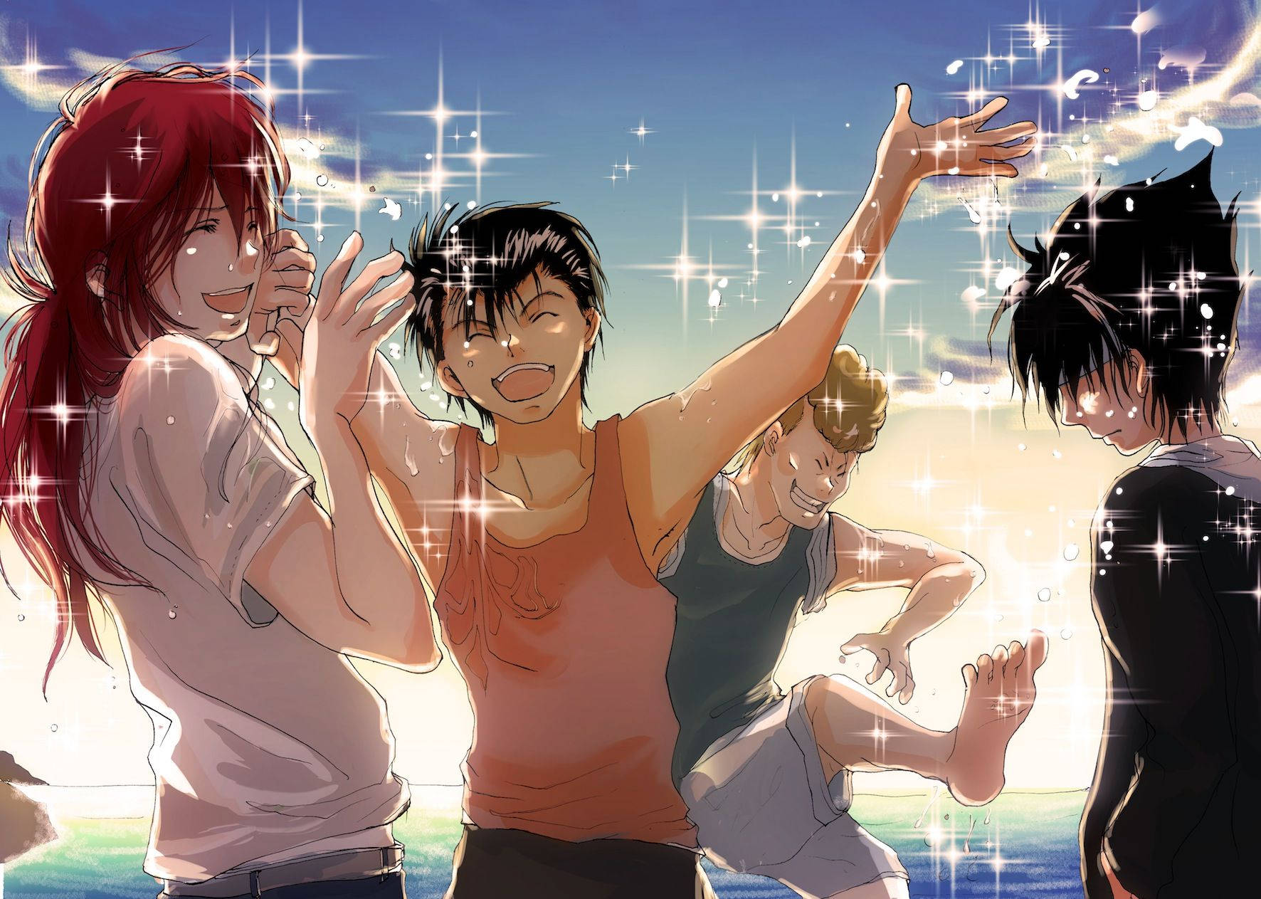 Yu Yu Hakusho, anime teens, ocean water, HD Desktop Wallpaper