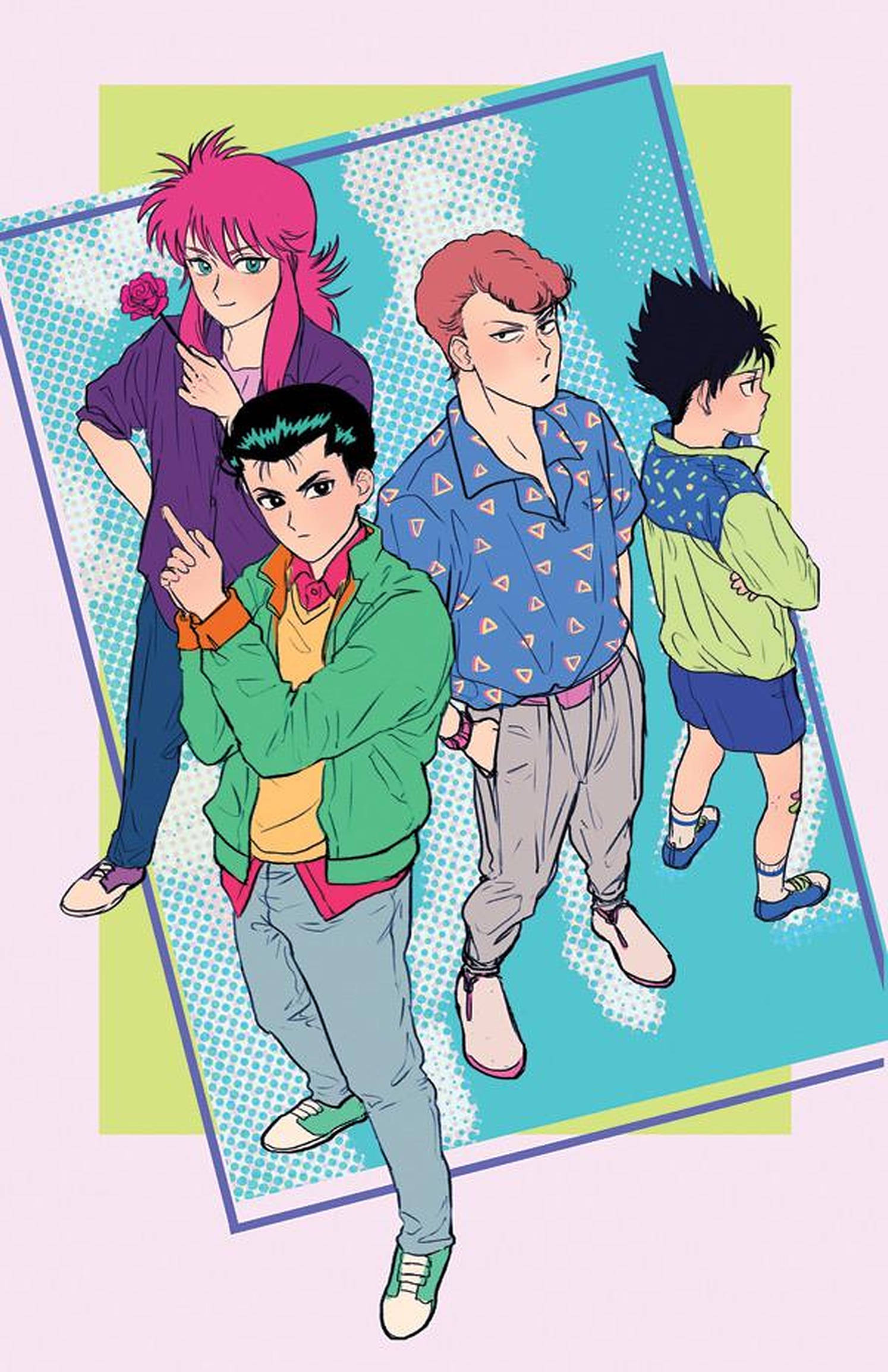 Yu Yu Hakusho, pastel art, 80s fashion, Full HD Phone Wallpaper