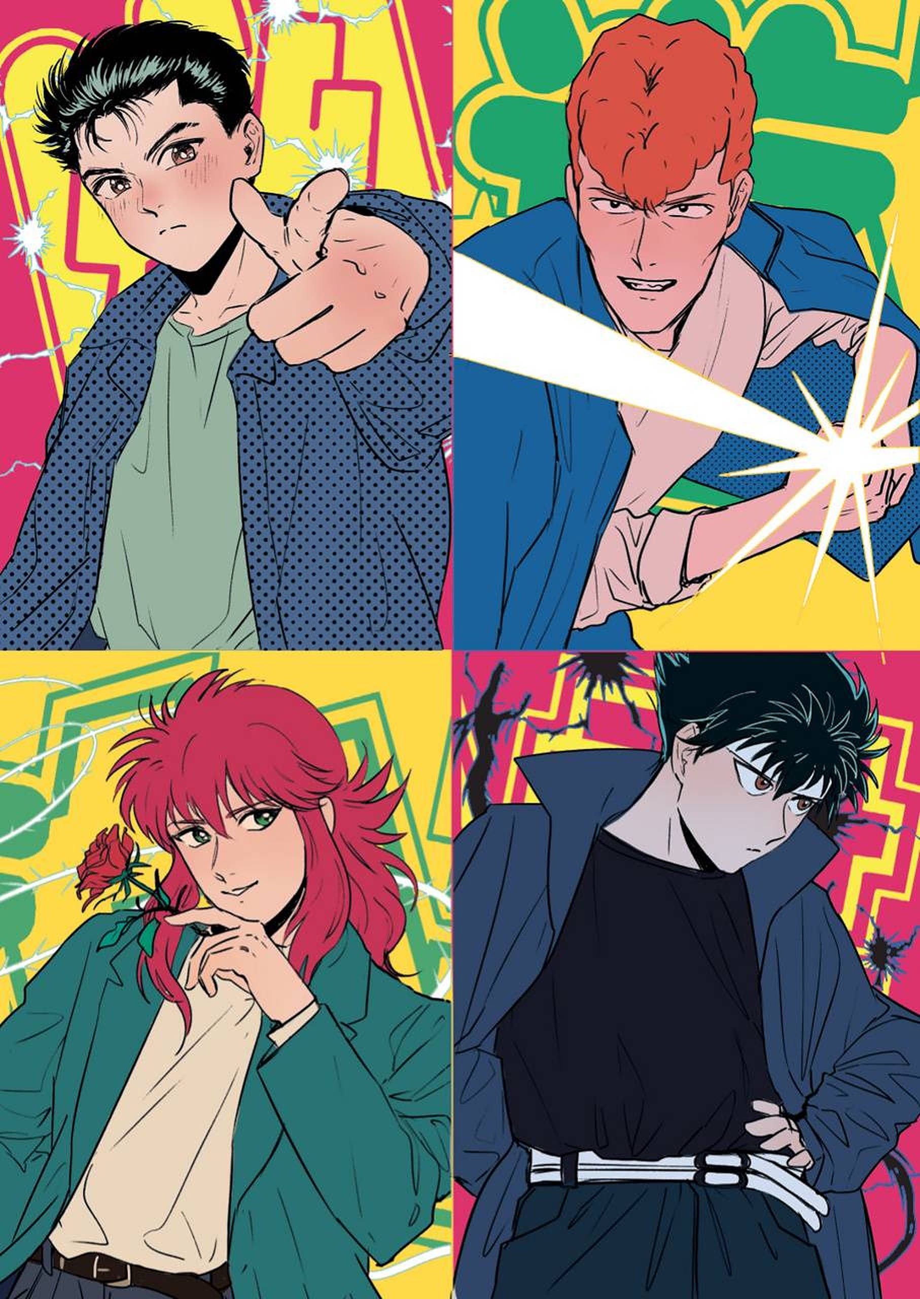 Yu Yu Hakusho, anime characters, dynamic poses, 2K Phone Wallpaper