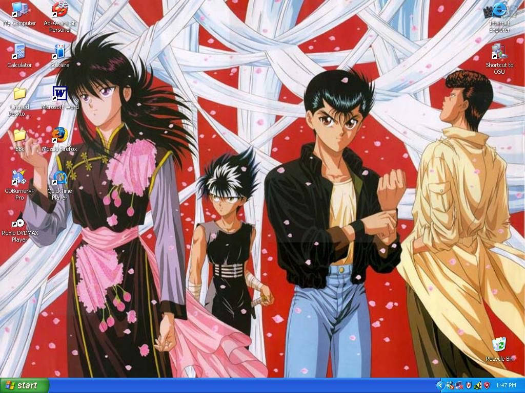 Yu Yu Hakusho, anime characters, swirling white ribbons, SD Desktop Wallpaper