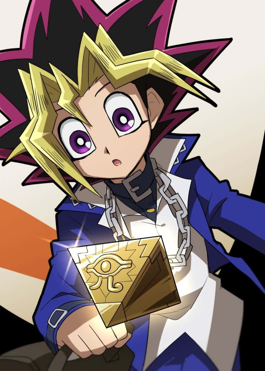 Yugi Muto, spiky blonde hair, purple eyes, SD Phone Wallpaper