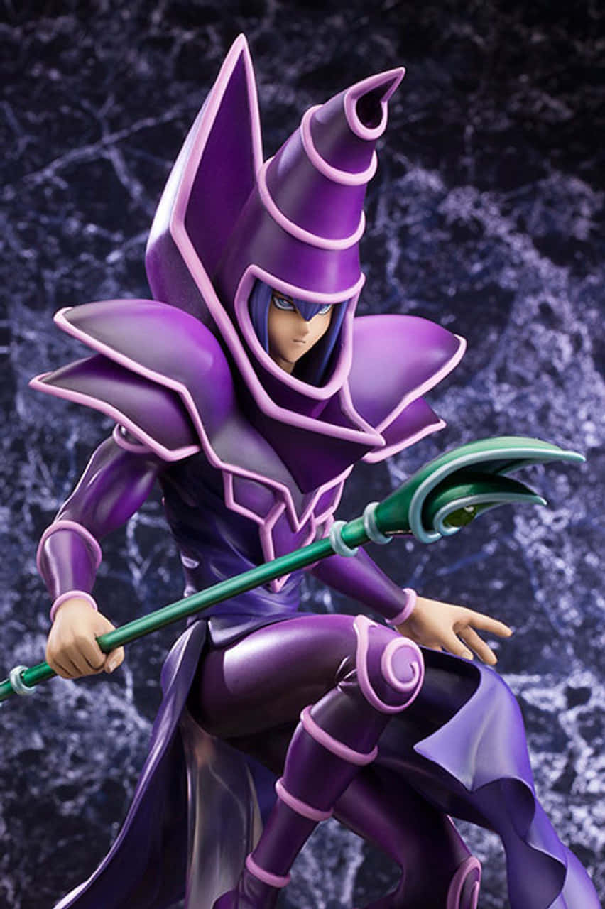 Yugioh Dark Magician, purple-robed anime wizard, tall pointed hat, HD Phone Wallpaper