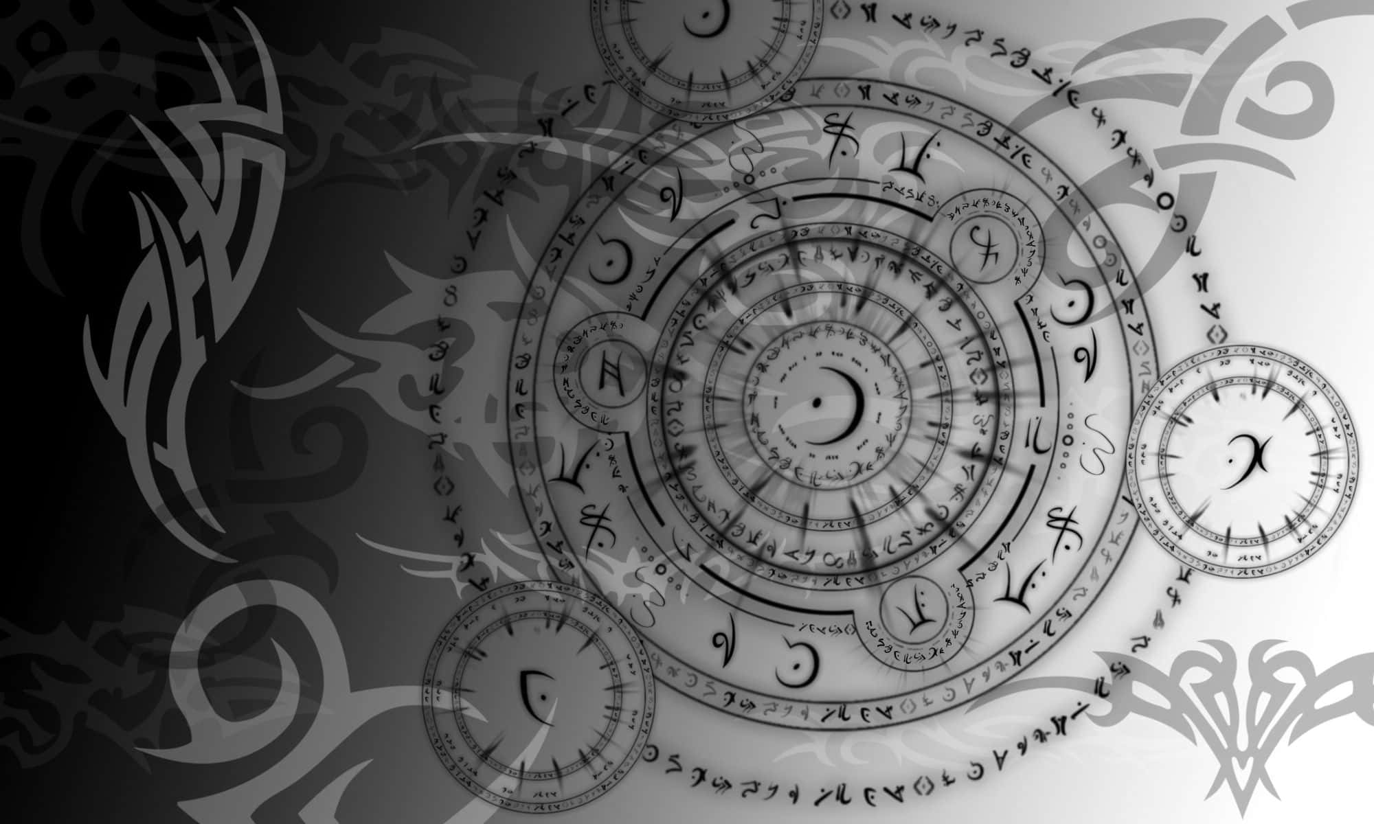 Dark Magician, mystical spiral, ancient symbols, Full HD Desktop Wallpaper