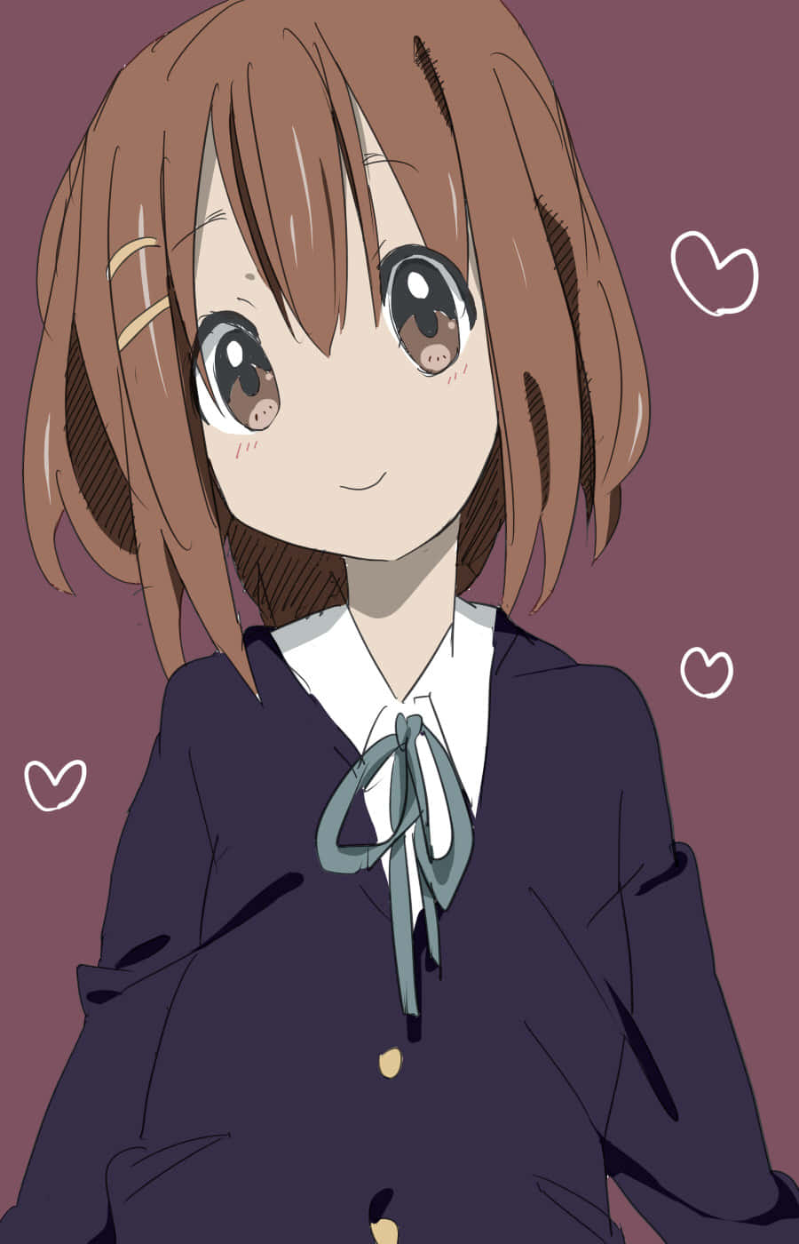 Yui Hirasawa, brown hair, large expressive eyes, HD Phone Wallpaper
