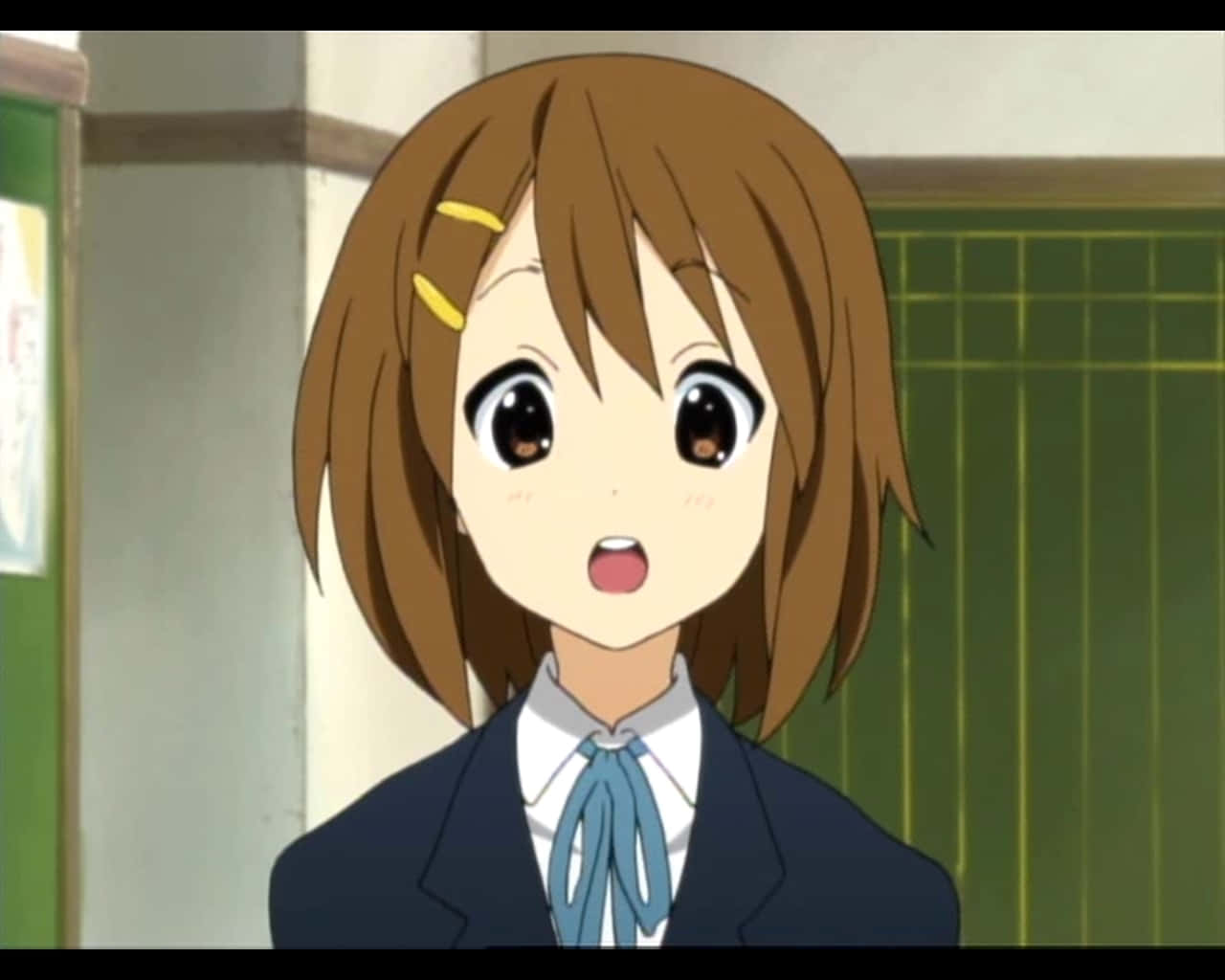 Yui Hirasawa, brown hair, yellow clips, HD Desktop Wallpaper