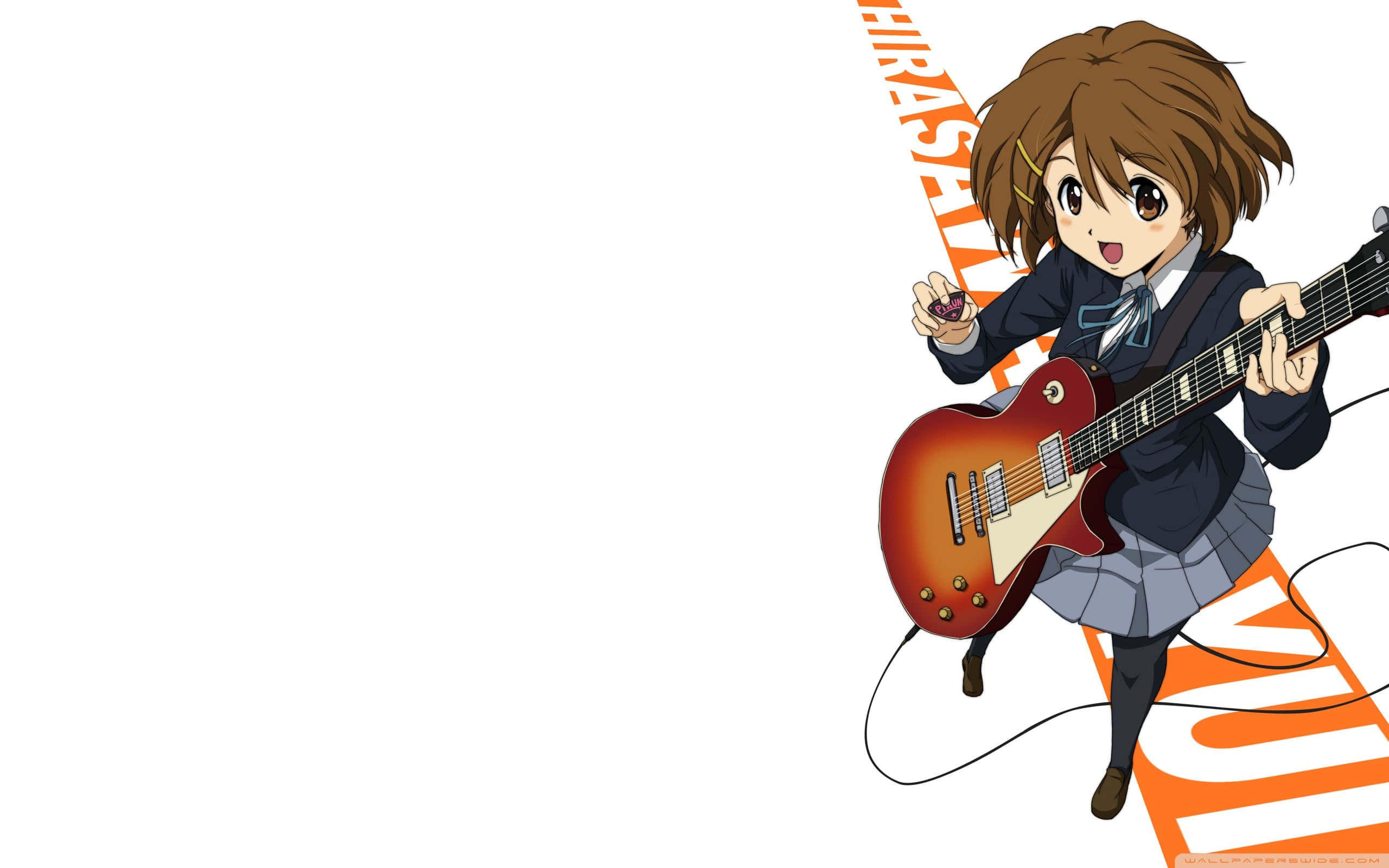 Yui Hirasawa, electric guitar, school uniform, 2K Desktop Wallpaper