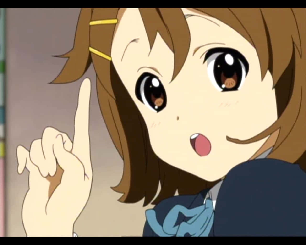 Yui Hirasawa, brown hair, yellow clips, HD Desktop Wallpaper