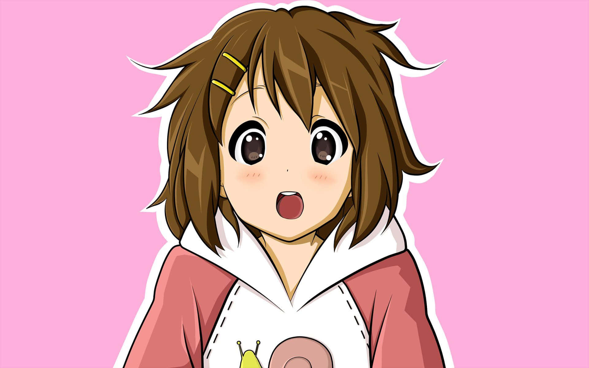Yui Hirasawa, pink hoodie, brown hair, Full HD Desktop Wallpaper