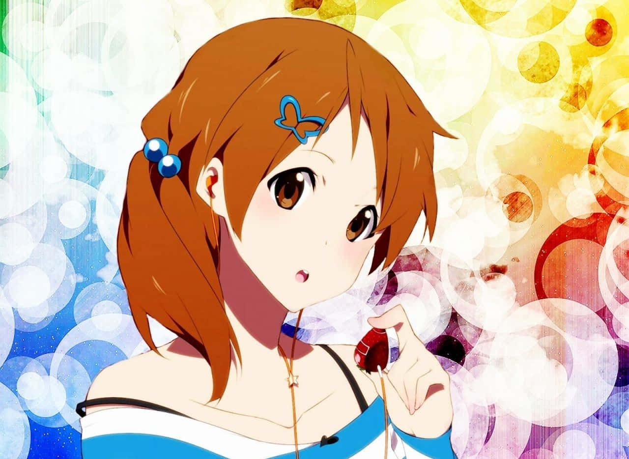 Yui Hirasawa, red object, brown hair, HD Desktop Wallpaper