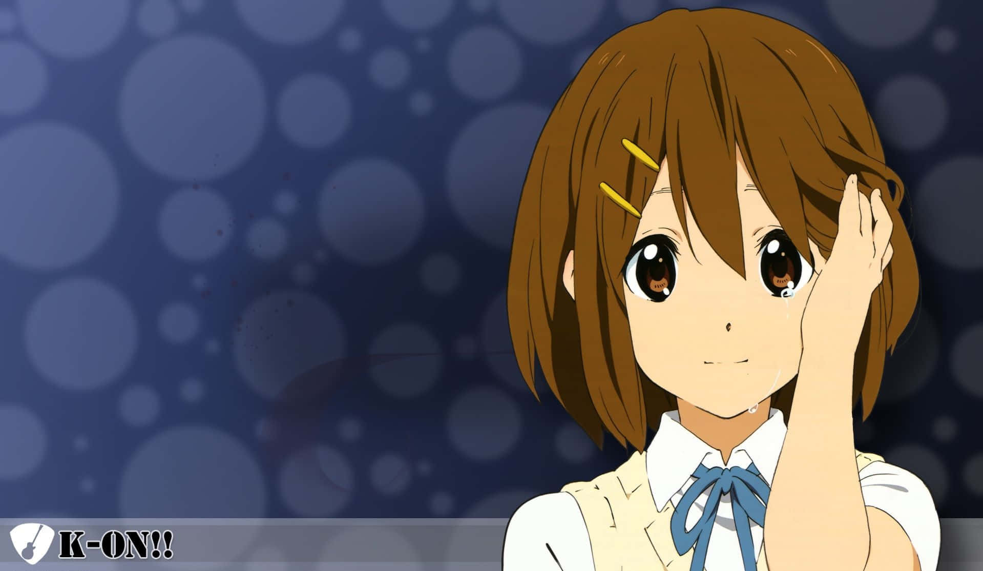 Yui Hirasawa, brown hair, yellow hairpins, HD Desktop Wallpaper