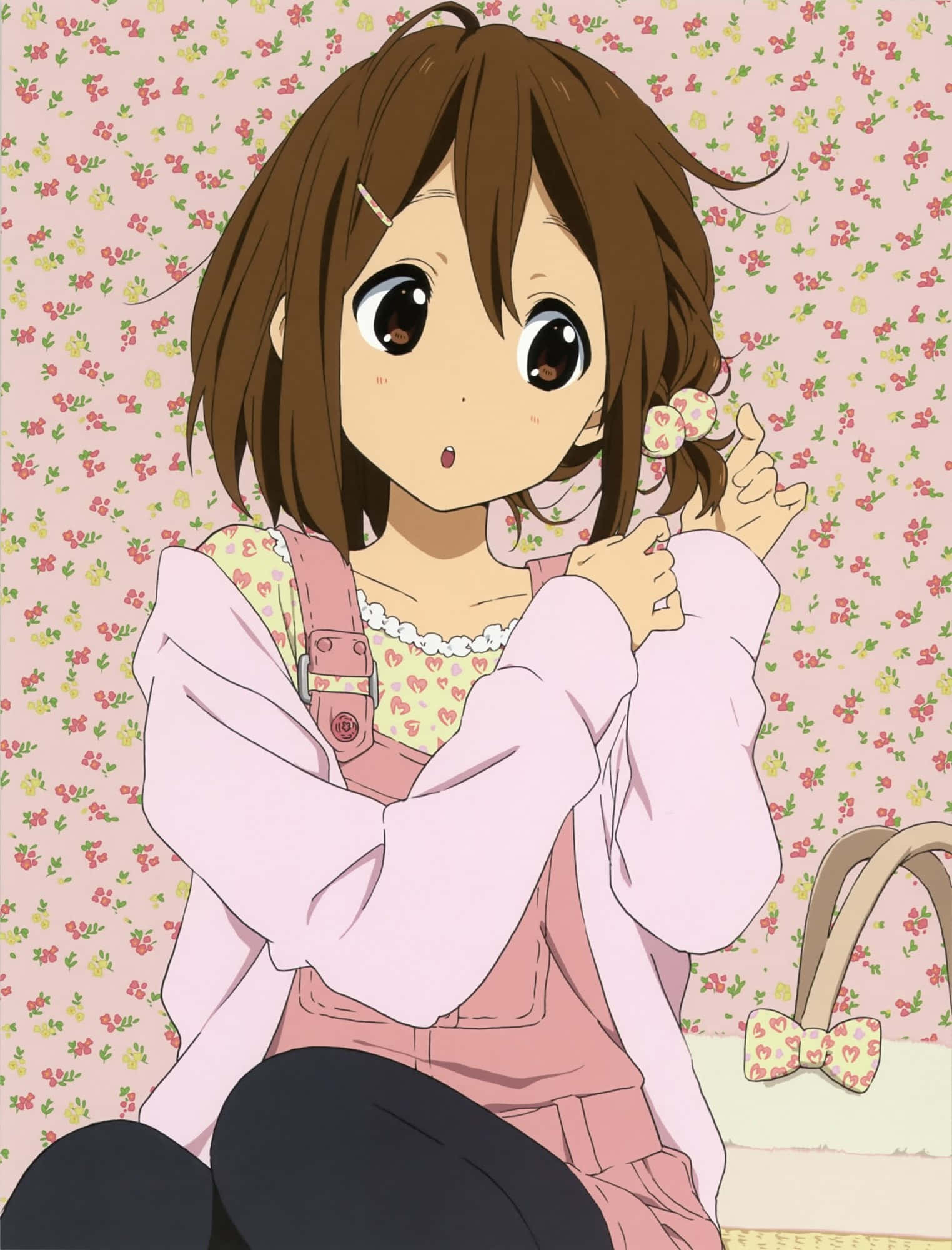Yui Hirasawa, brown hair, big eyes, Full HD Phone Wallpaper