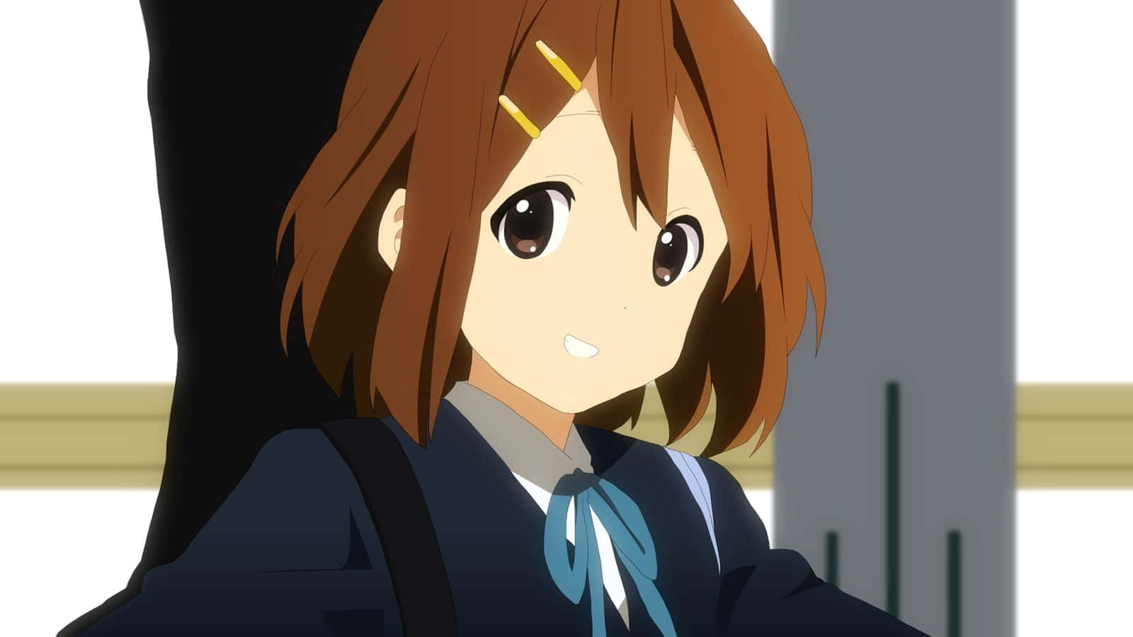 Yui Hirasawa, brown hair, yellow hairpins, HD Desktop Wallpaper