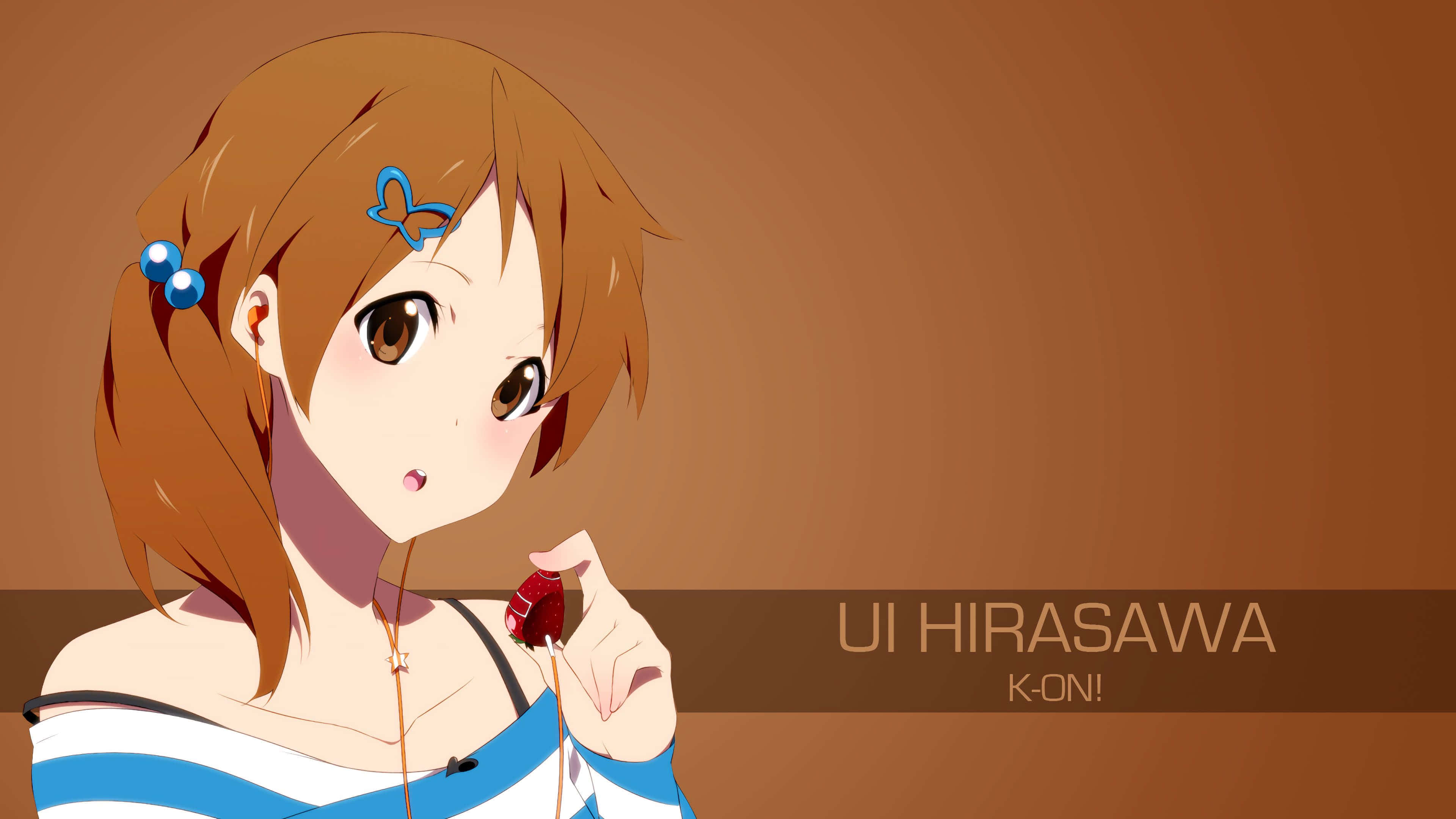 Yui Hirasawa, red cherry, blue butterfly hairpin, 4K Desktop Wallpaper