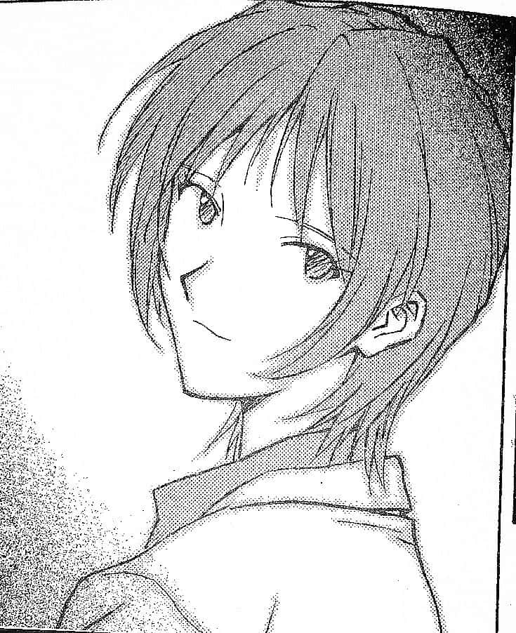 Yui Ikari, black and white anime-style sketch, short hair, SD Phone Wallpaper