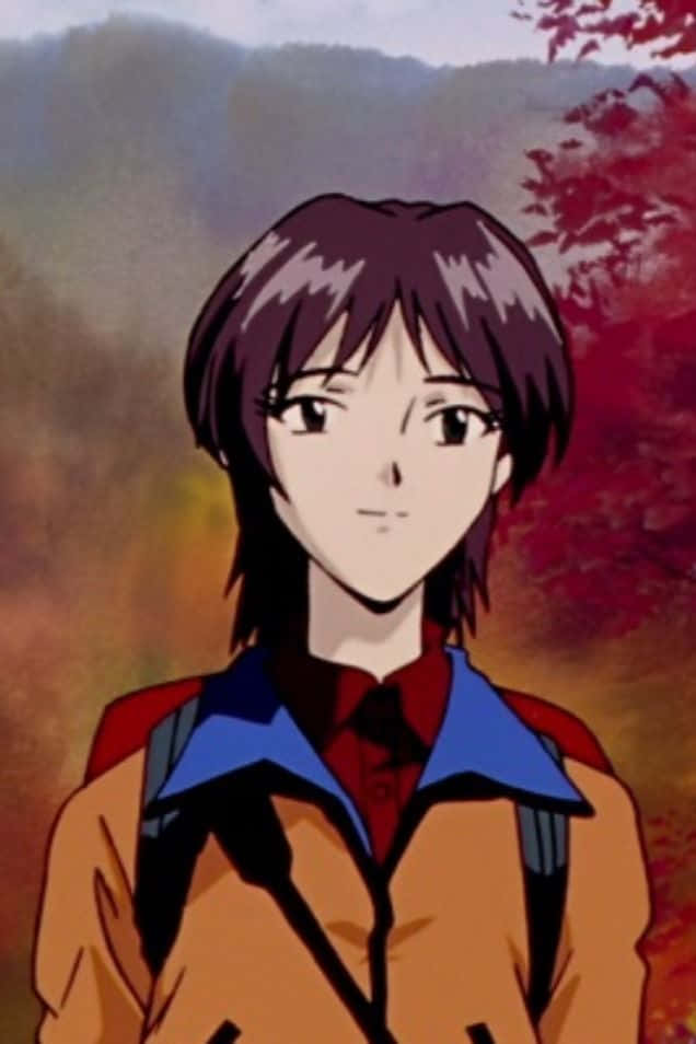 Yui Ikari, short brown hair, backpack, SD Phone Wallpaper
