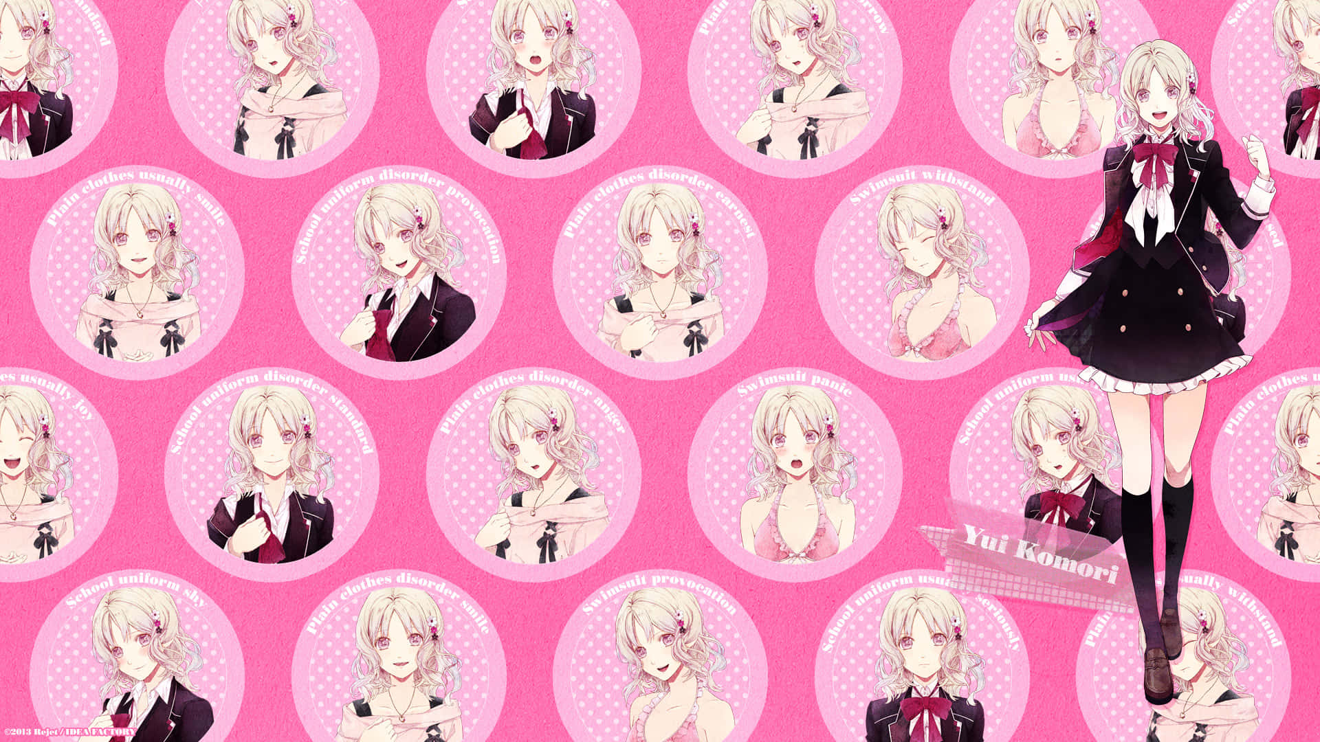 Yui Komori, anime pattern wallpaper, vibrant pink, Full HD Desktop Wallpaper