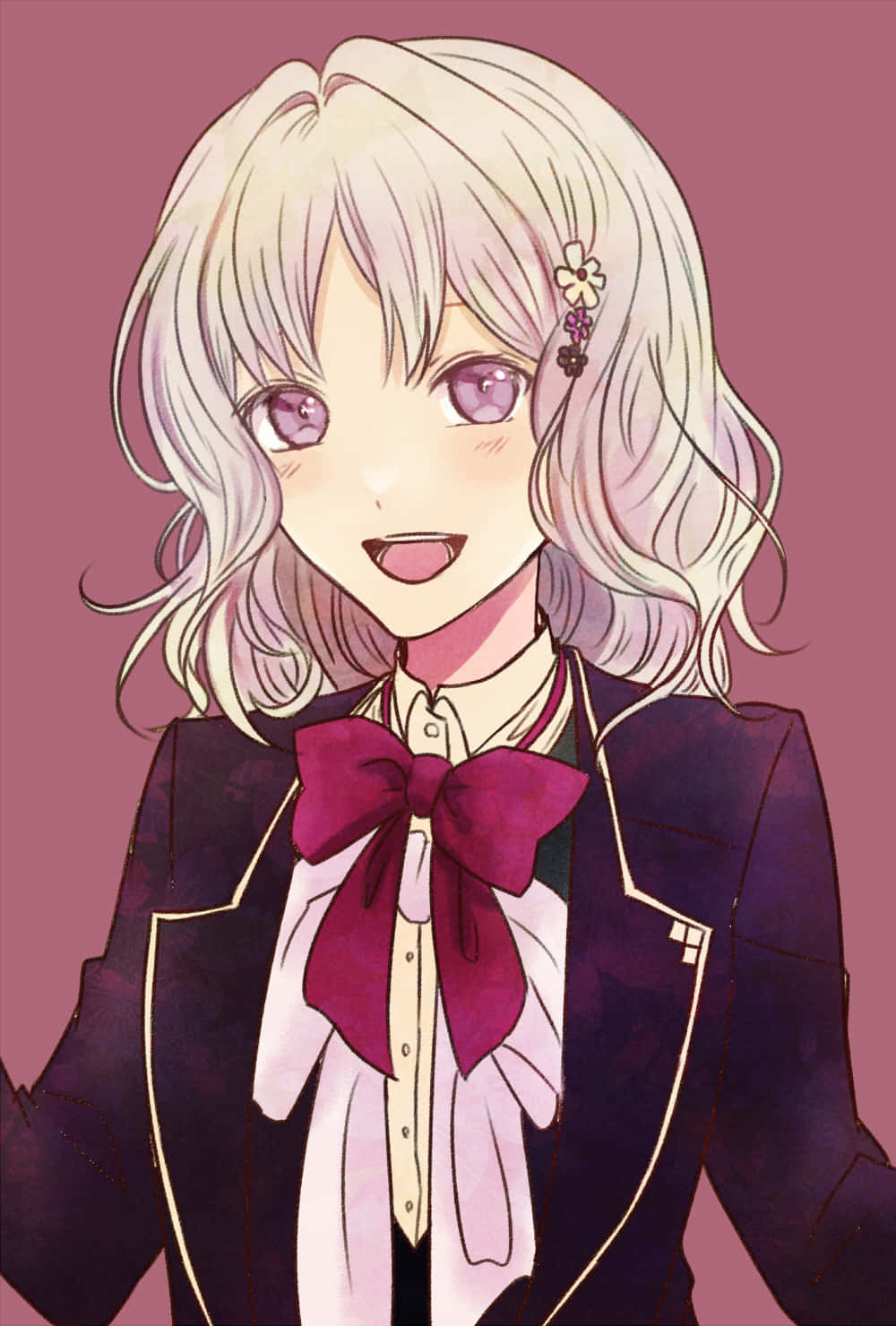 Yui Komori, silver hair, purple eyes, HD Phone Wallpaper
