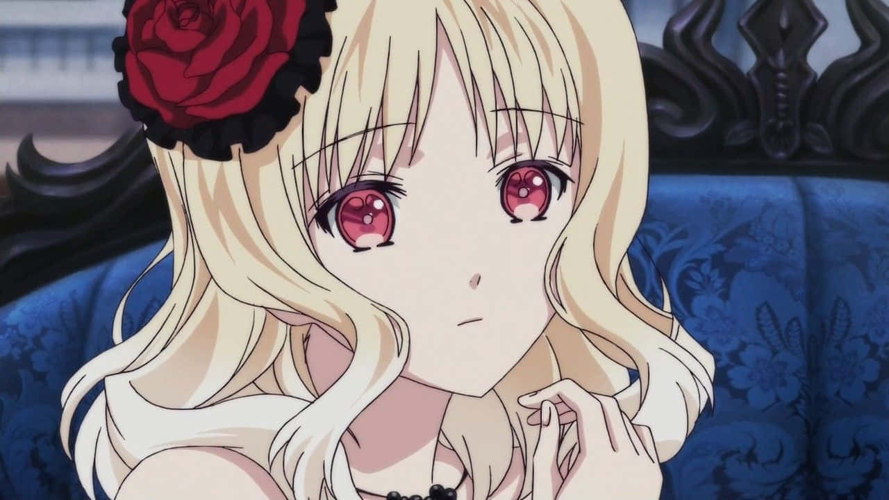Yui Komori, blonde anime girl, red eyes, HD Desktop Wallpaper