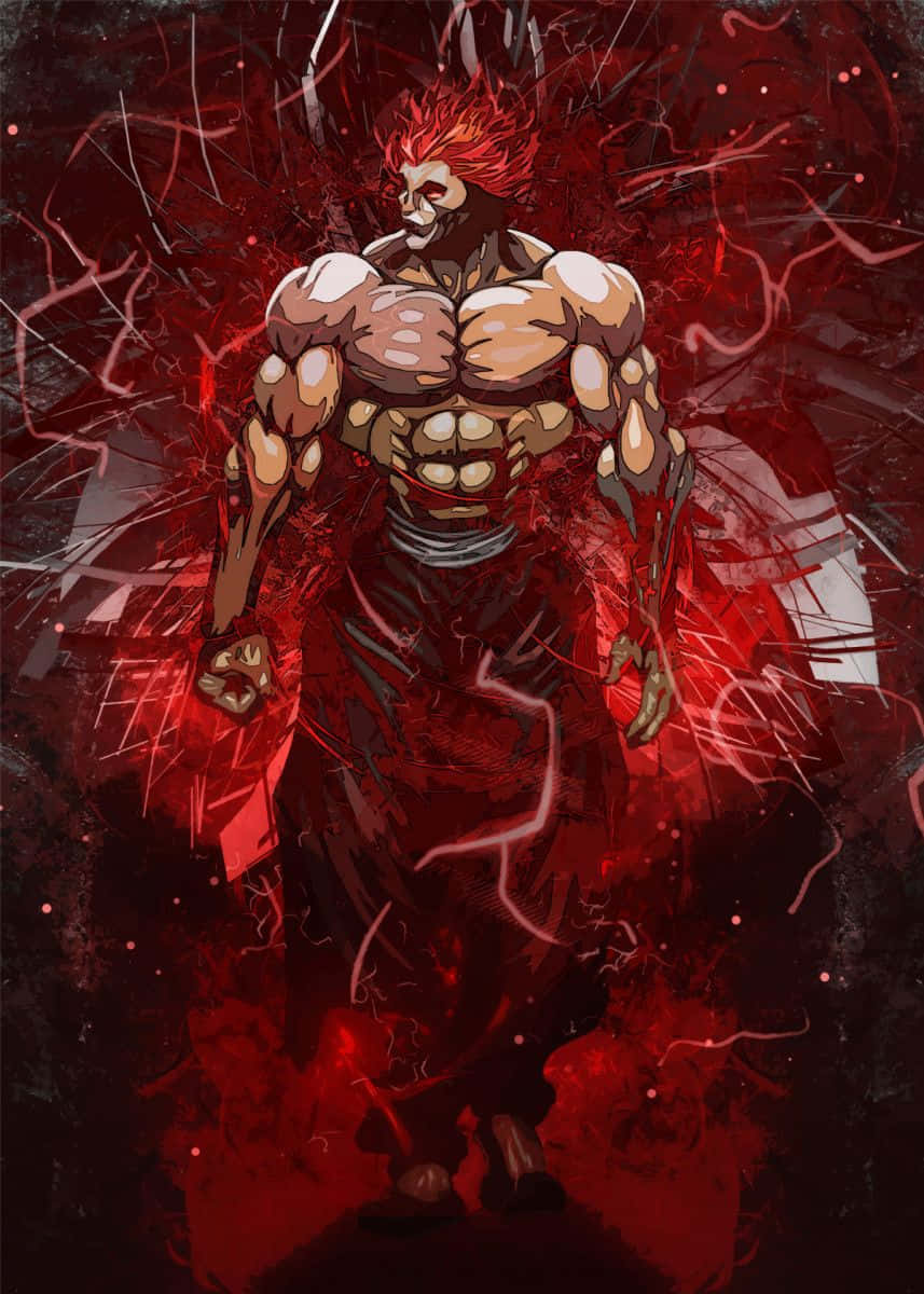 Yujiro Hanma, red hair, glowing red energy, SD Phone Wallpaper