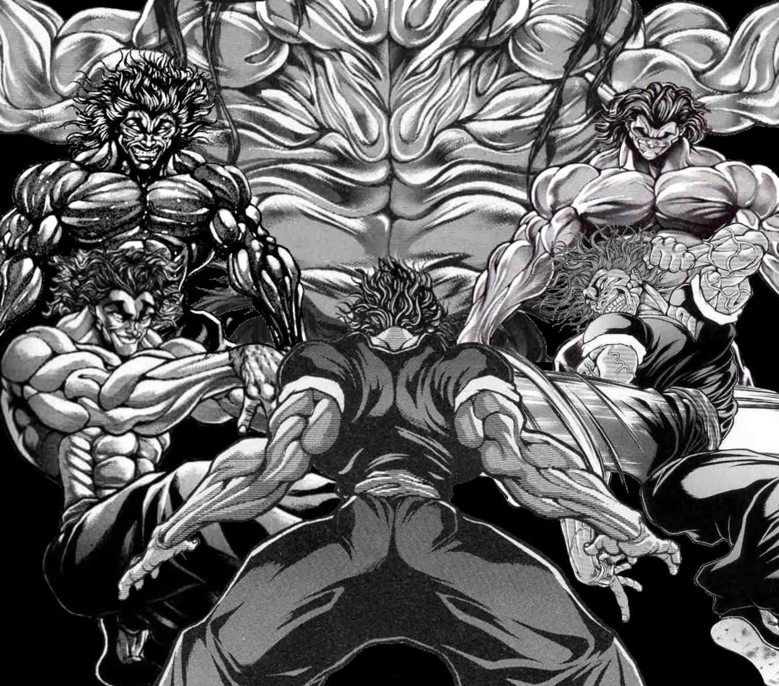 Yujiro Hanma, black and white, anime illustration, HD Desktop Wallpaper