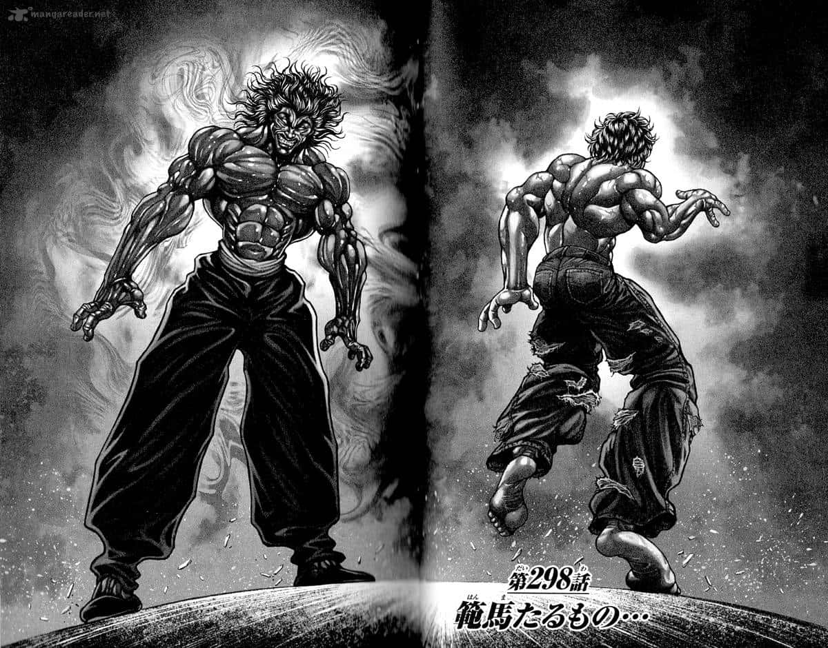 Yujiro Hanma, black and white manga, cliff, SD Desktop Wallpaper