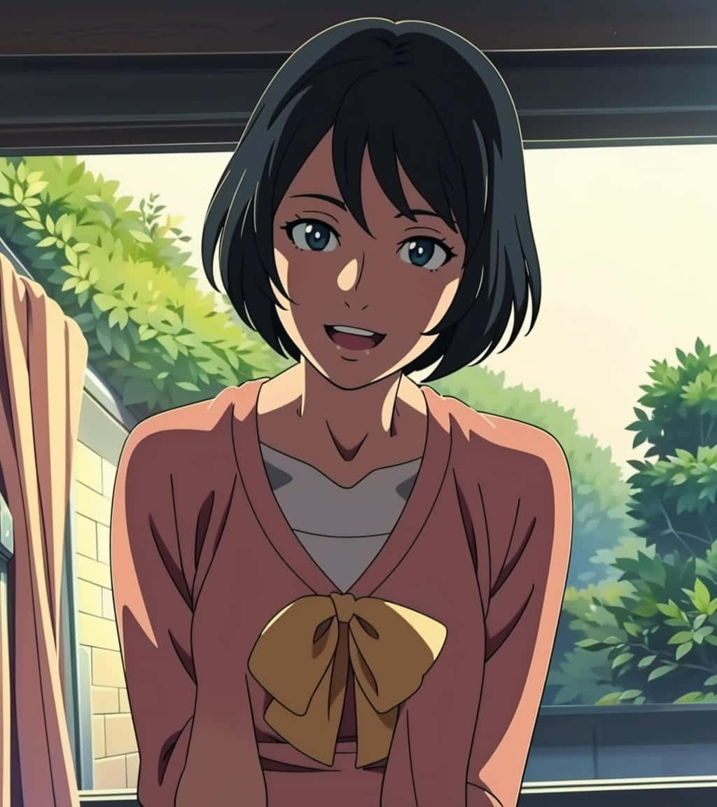 Yukari Yukino, short black hair, blue eyes, SD Phone Wallpaper