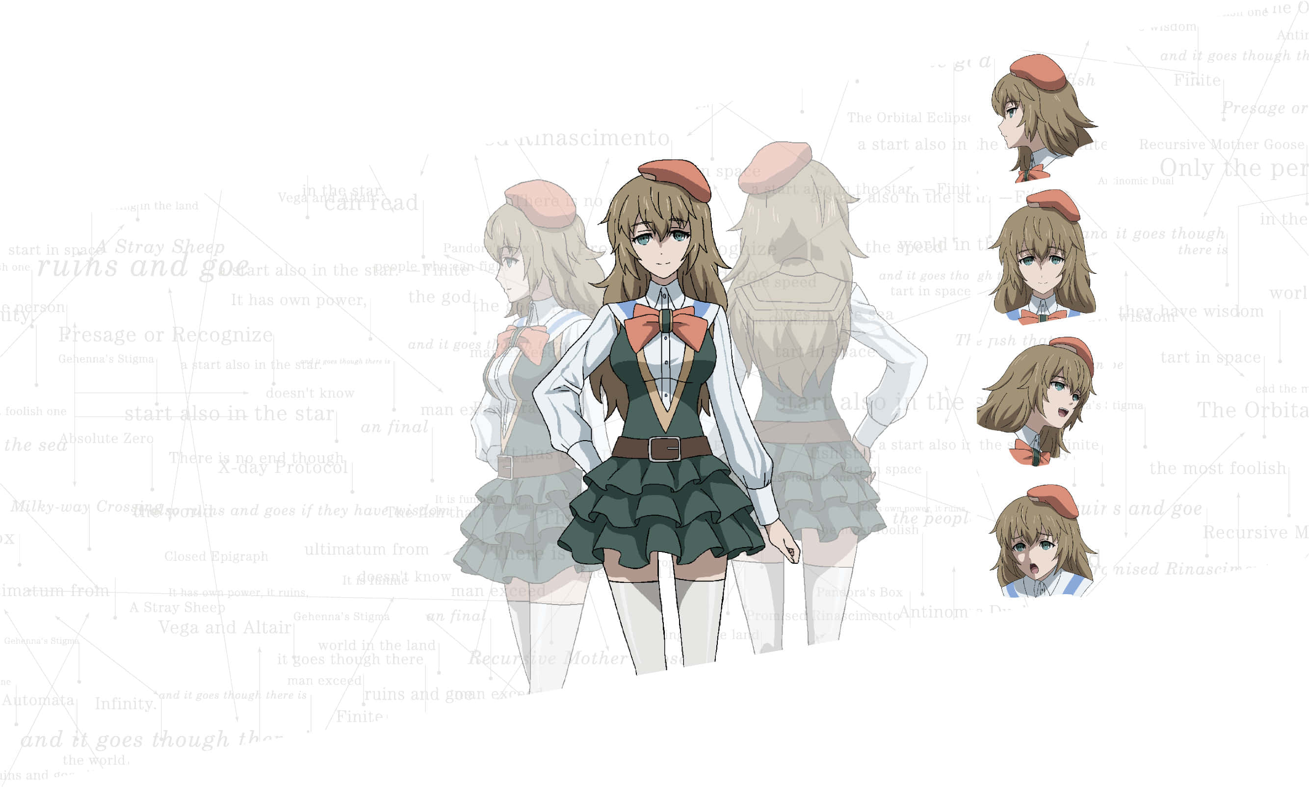 Yuki Amane, school uniform, multiple poses and expressions, 2K Desktop Wallpaper