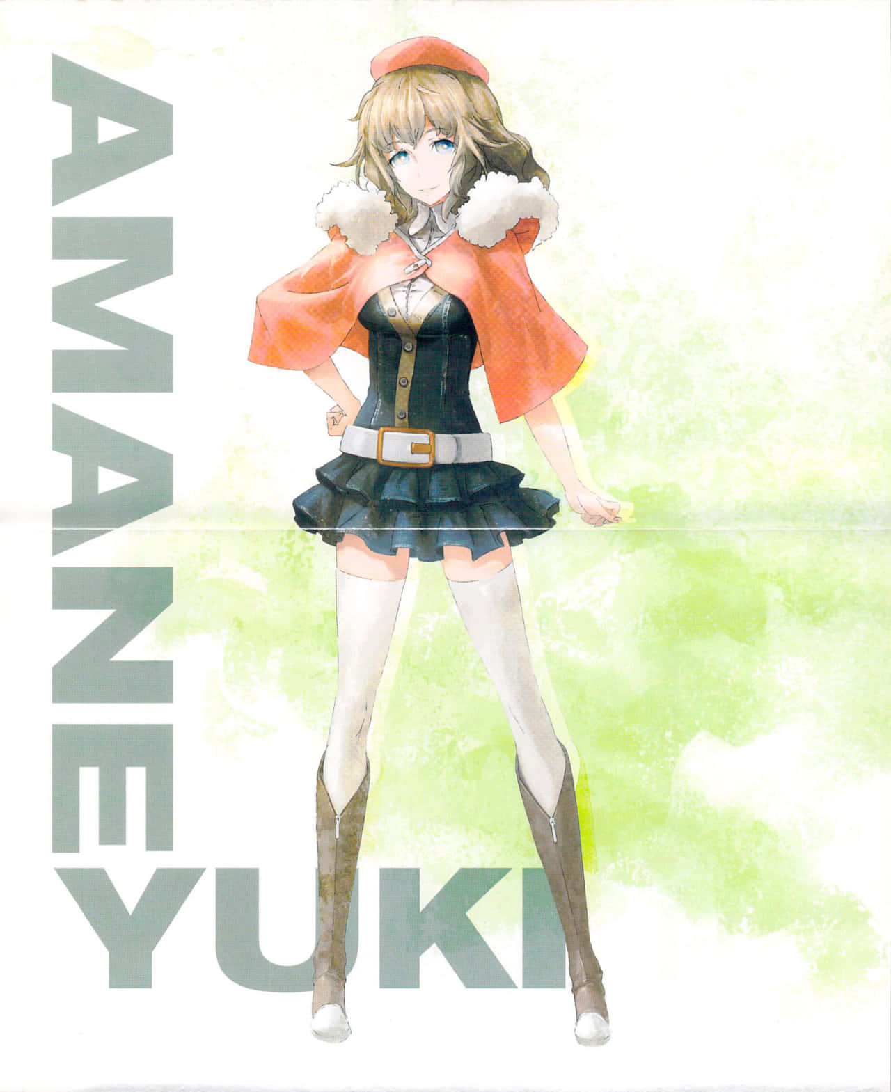 Yuki Amane, orange cape, blue dress, HD Phone Wallpaper