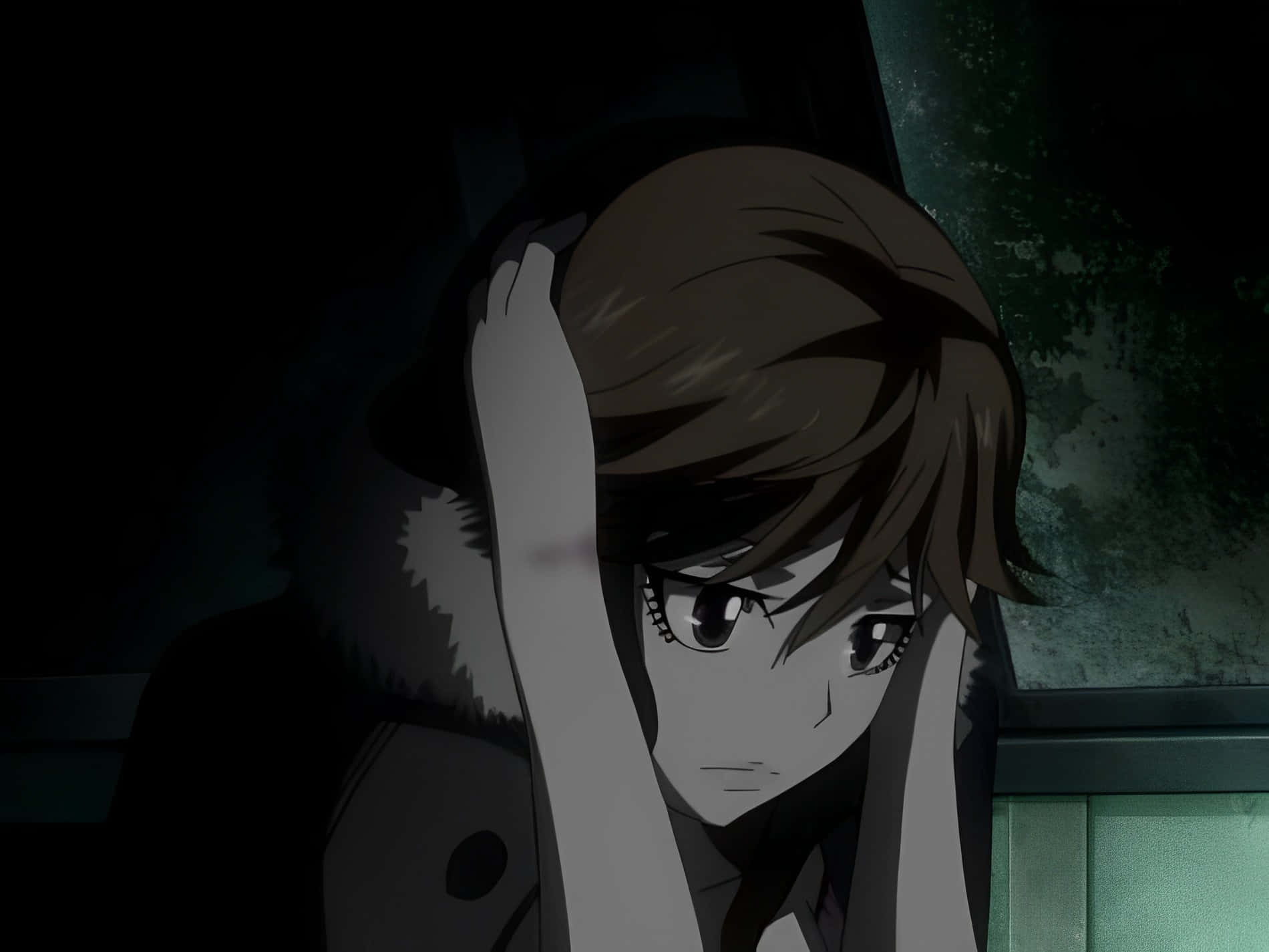 Yuki Funahara, brown hair, window, HD Desktop Wallpaper