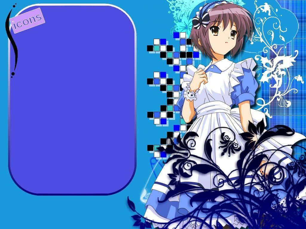 Yuki Nagato, school uniform, white dress with blue accents, SD Desktop Wallpaper
