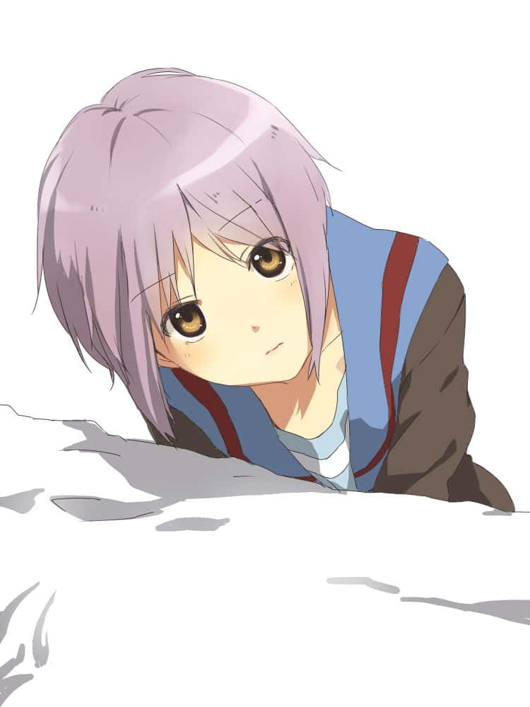Yuki Nagato, lavender hair, golden eyes, SD Phone Wallpaper